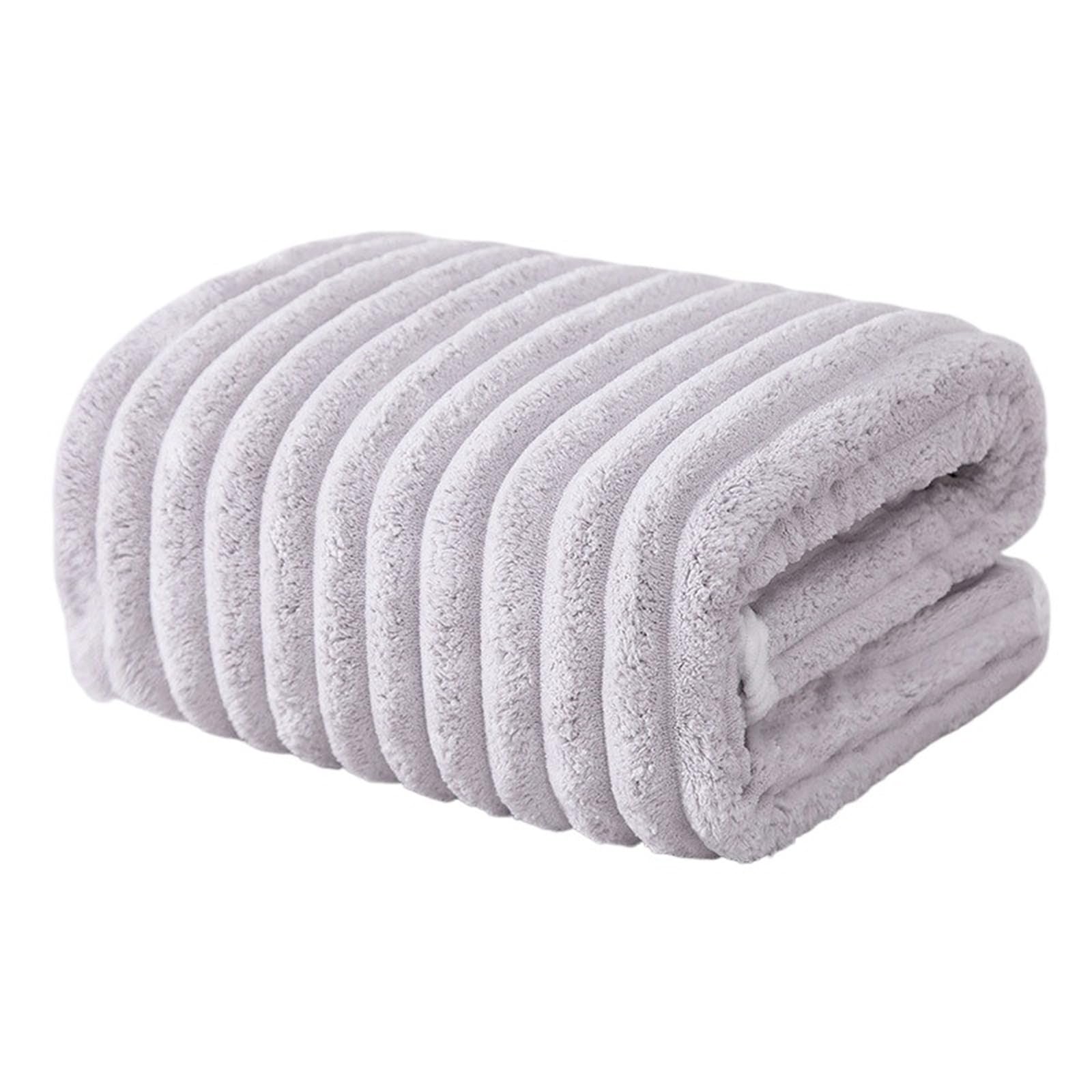 GMEqfhpOPS Enlarged And Thickened Coral Velvet Towel For Water Absorption Men's And Women's Household Wrap Sports Beach Towel Towels Bath(Light gray,75x35cm face towel)