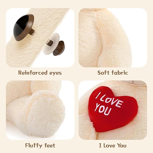 Miniatura 6 de MaoGoLan I Love You - Oso de peluche gigante de 36 pulgadas con huellas, corazón rojo abrazado, regalo para novia, niños, mamá, oso de San Valentín,