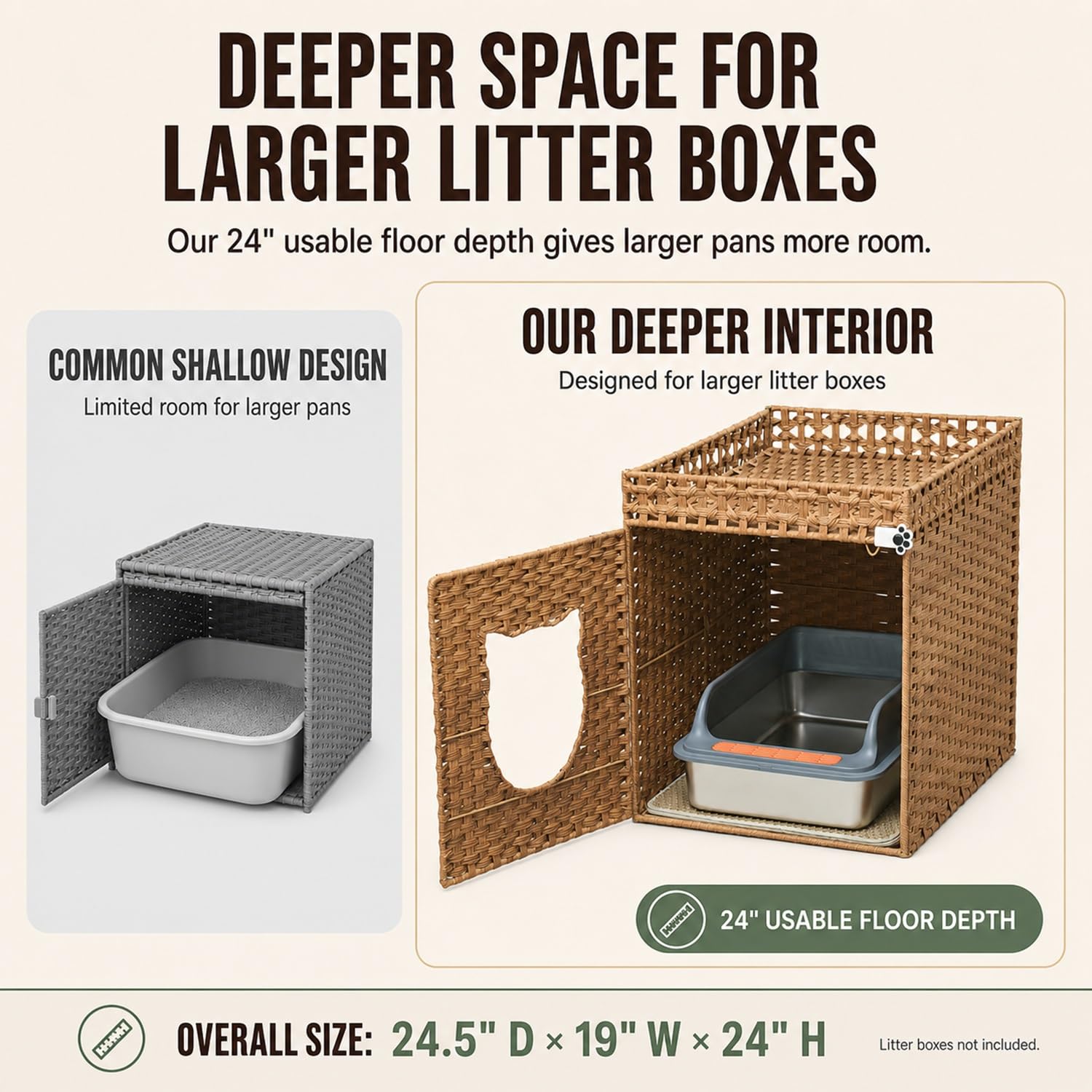 Stylish Rattan Cat Litter Box Enclosure -3 Stylish Rattan Cat Litter Box Enclosure -3