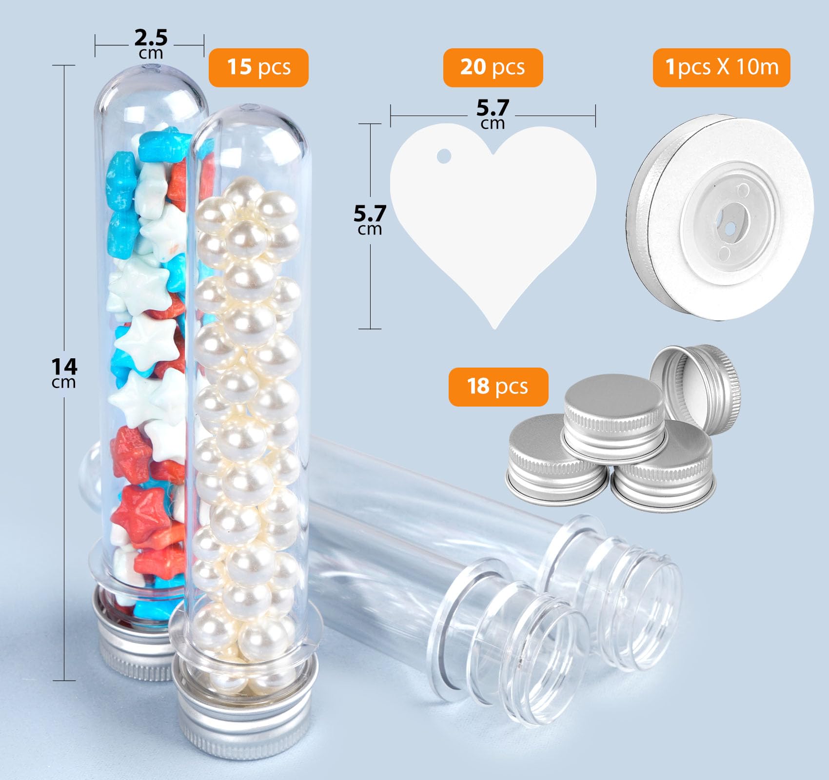Kopinma 15 provette in plastica da 110 ml, con tappo a vite per caramelle, fagioli, decorazioni per feste