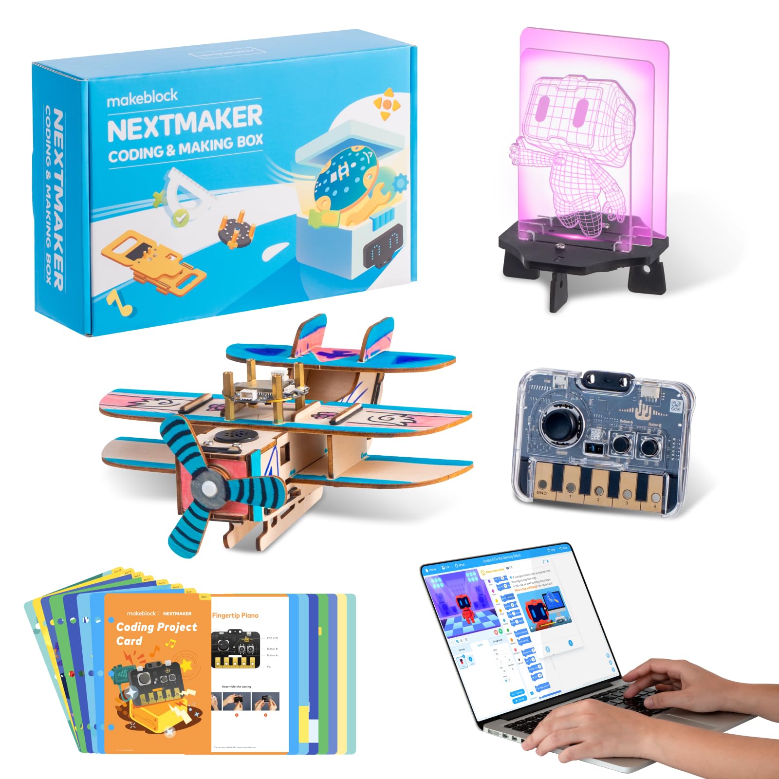Makeblock NextMaker STEM Spielzeug (Kasten 1-3), Pädagogisches Kodierspielzeug Kit, Science Kit für Kinder zum Programmieren Lernen Elektronik, Geschenkidee für Kinder ab 8 Jahre