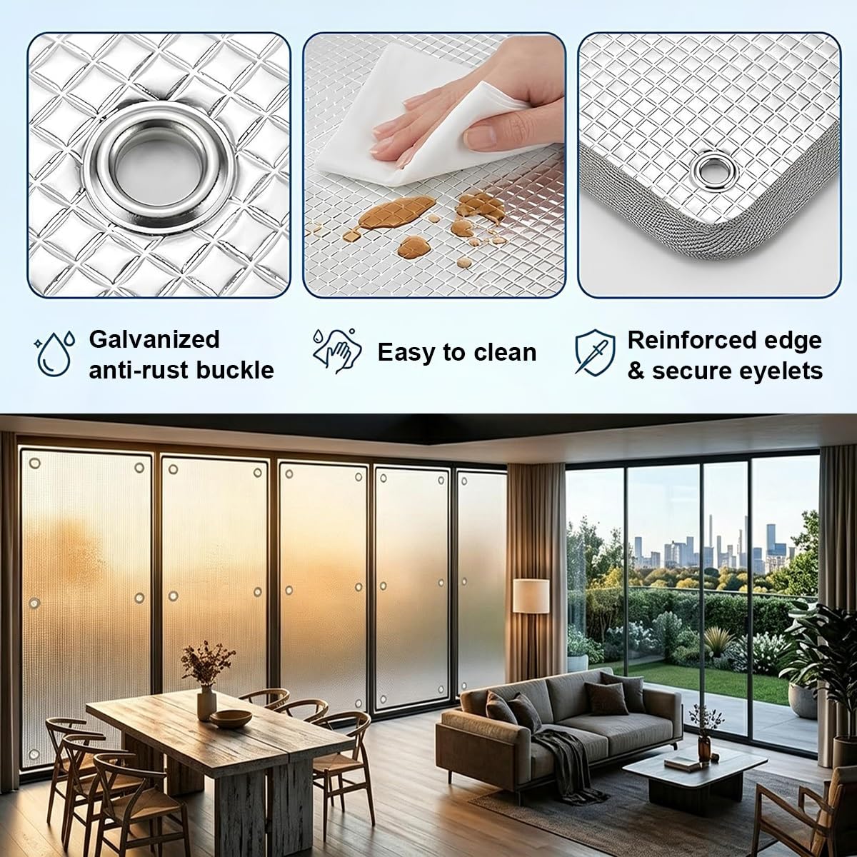 Kit Isolante Finestra Camper Pellicola Termica Riflettente In Alluminio | Isolamento Pannello Parasole Rimovibile Spesso Resistente Alle Intemperie Con Ventose, Per Casa Mansarda(150x260cm)