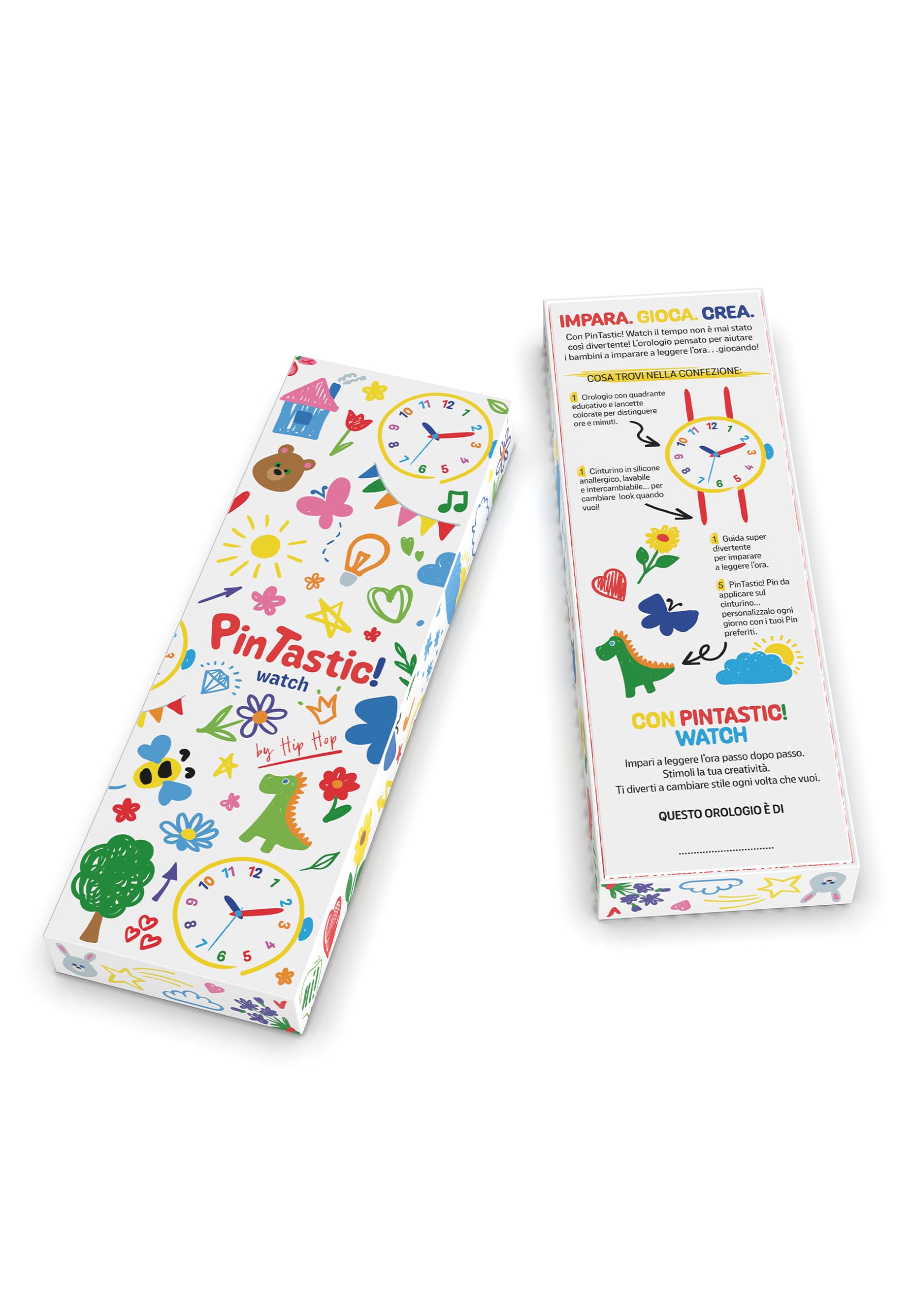 HIP HOP, Collezione PINTASTIC!, Orologio Bambini, Movimento al Quarzo, Cassa 32 mm, Resistente all'Acqua, Cinturino in Silicone Ipoallergenico, con 5 Elementi Decorativi a Tema Inclusi, Idea Regalo