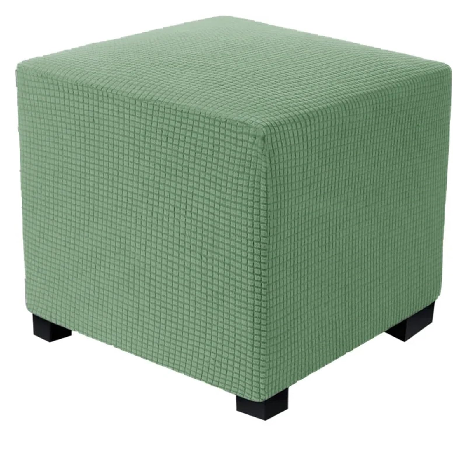 YXINAER Foot Stool Cover Square Ottoman Cover Polar Fleece Footstool Covers Elastic Footrest Slipcovers House Pouf Carre Furniture Protector Stool(Green,S)