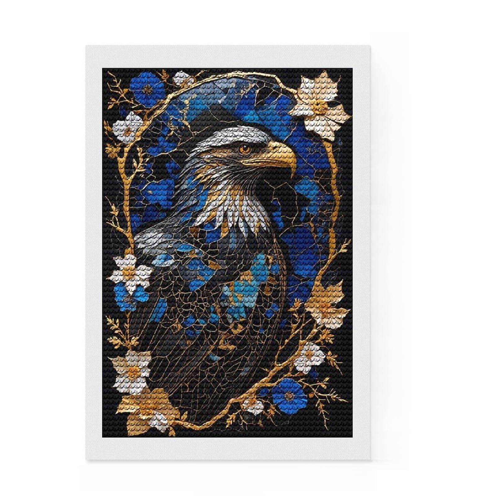 Junmoney Abstract Eagle Kintsugi Diamond Art Canvas 8"x12", for Women, Bedroom Decor, Pleasing Wall Art Project, Birthday Gift, Simple to Start