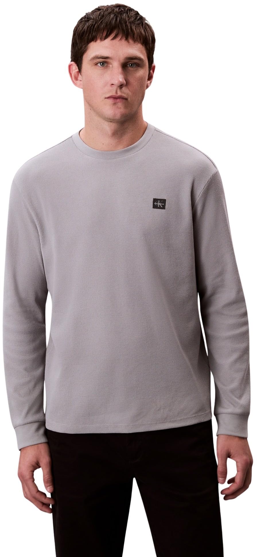 Calvin Klein Uomo Maglietta Maniche Corte Waffle Badge Tee con Scollo Rotondo