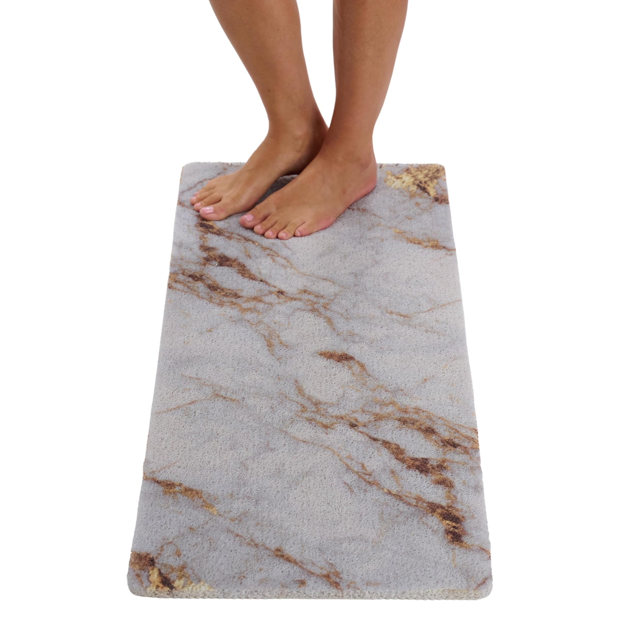 Non Slip Bathtub Mat Shower Mat for Tub - Loofah Bath Mats for Bathroom - 40x16 Bathtub Floor Mat - Textured Anti Slip Bath Mat Without Suction Cups - Secure Mat for Wet Areas (40x16 Blue Gold)