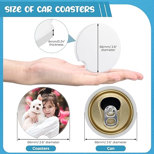 Miniatura 2 de Portavasos de cerámica para sublimación de automóvil, arenisca para taza de automóvil con muesca para el dedo para una fácil extracción, portavasos