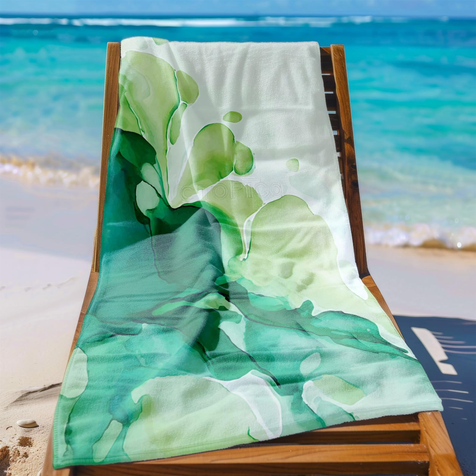 Générique Serviette Microfibre Plage Vert Abstract