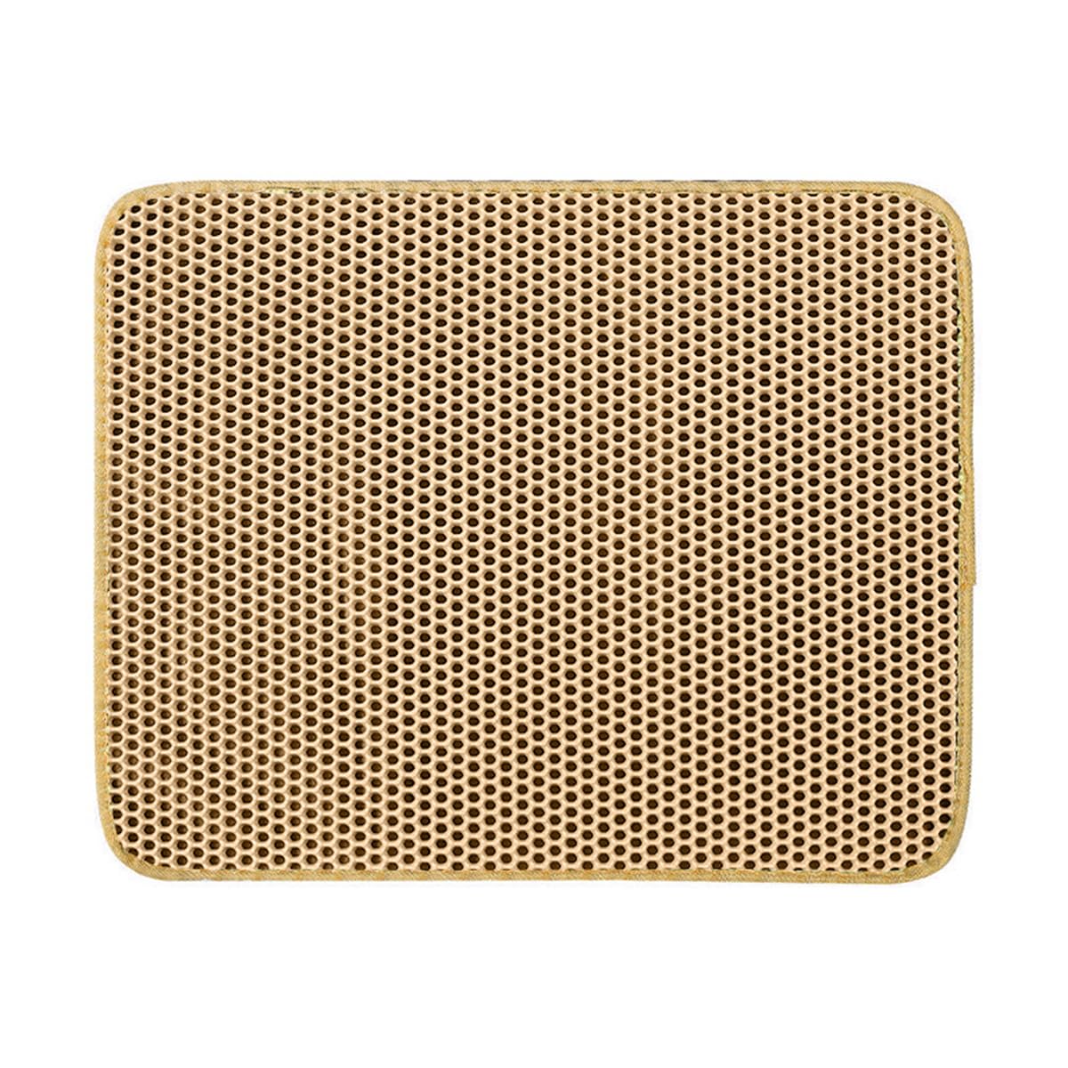 Cat Litter Trapping Mat, Honeycomb Double Layer Design, Urine and Water Proof Material, Scatter Control, Less Waste, Washable- Easy Clean Litter Catcher Mat (Curry,55X75CM)