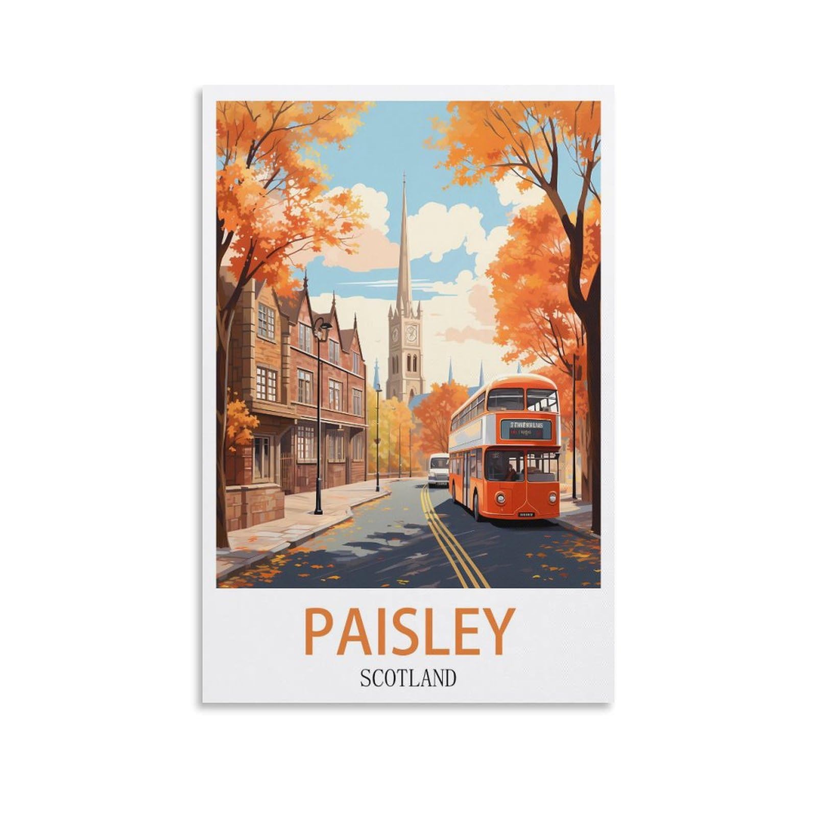 Paisley Scotland Vintage Travel Poster 08x12inch(20x30cm) Canvas Art Poster And Wall Art Picture Print Modern Family Bedroom Decor
