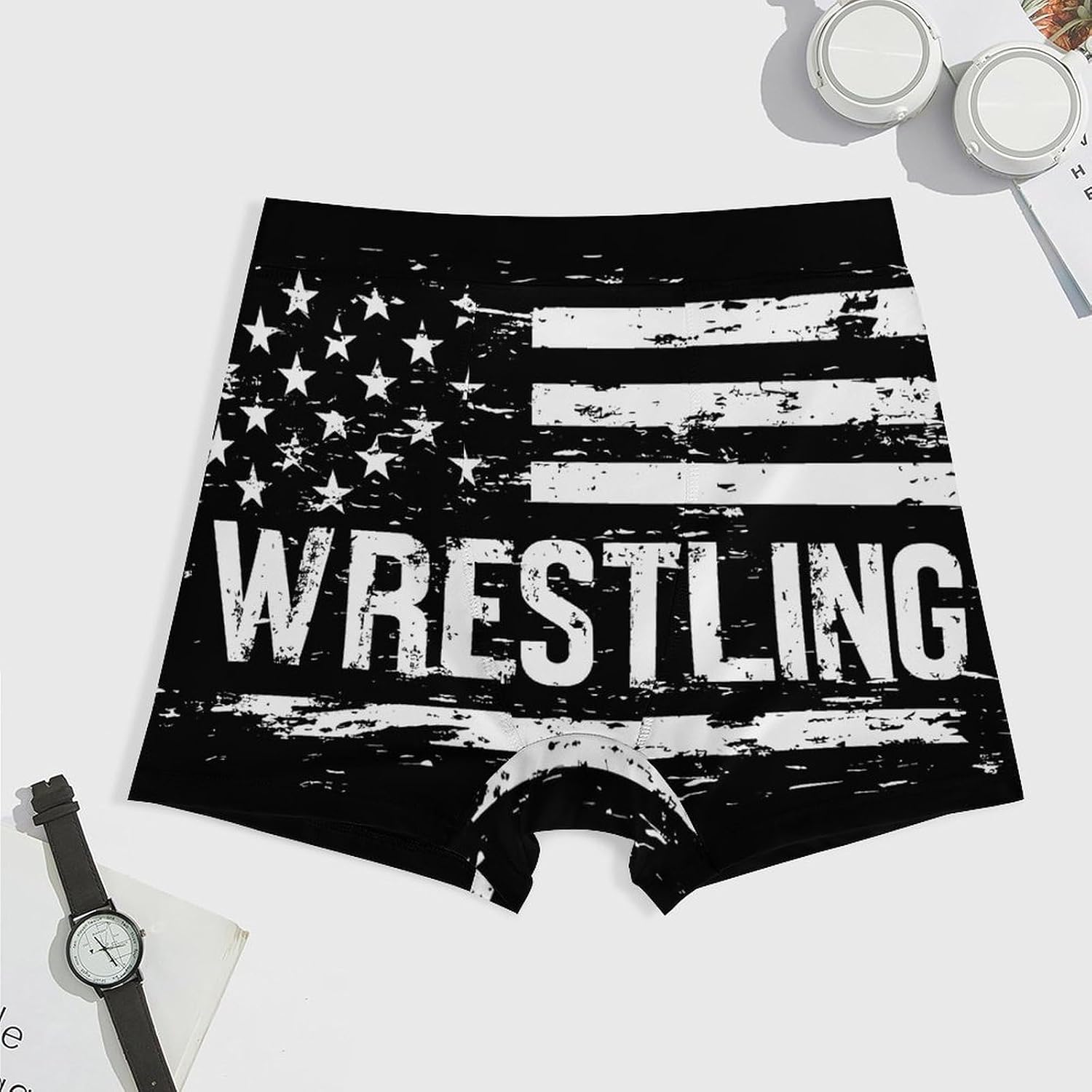U.S.A Flag Wrestling Men's Underwear Boxers Briefs for Men Stretch Shorts