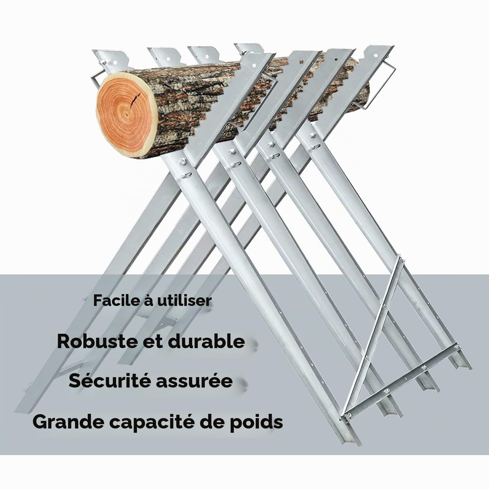 Lospitch Chevalet de sciage 81x80x80 CM 150kg Charge maximale Chevalet de sciage en bois Galvanisé Chevalet pliable pour tronçonneuse à chaîne ou scie à main