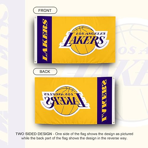 Miniatura 2 de Bandera de Los Angeles Lakers NBA National Basketball Association 100% poliéster para interiores y exteriores, 3 pies x 5 pies, banderas del equipo