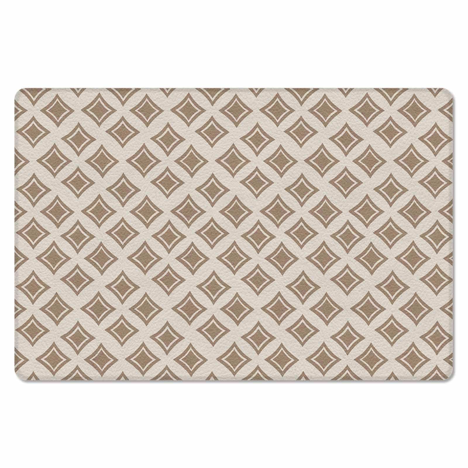 Geometric Brown Antifatigue Kitchen Bath Door Mat Cushioned Runner Rug,Washable Welcome Floor Sink Mat,Waterproof & Non-Slip Standing Doormat for Kitchen,Contemporary Minimalist Bohemia Art 18