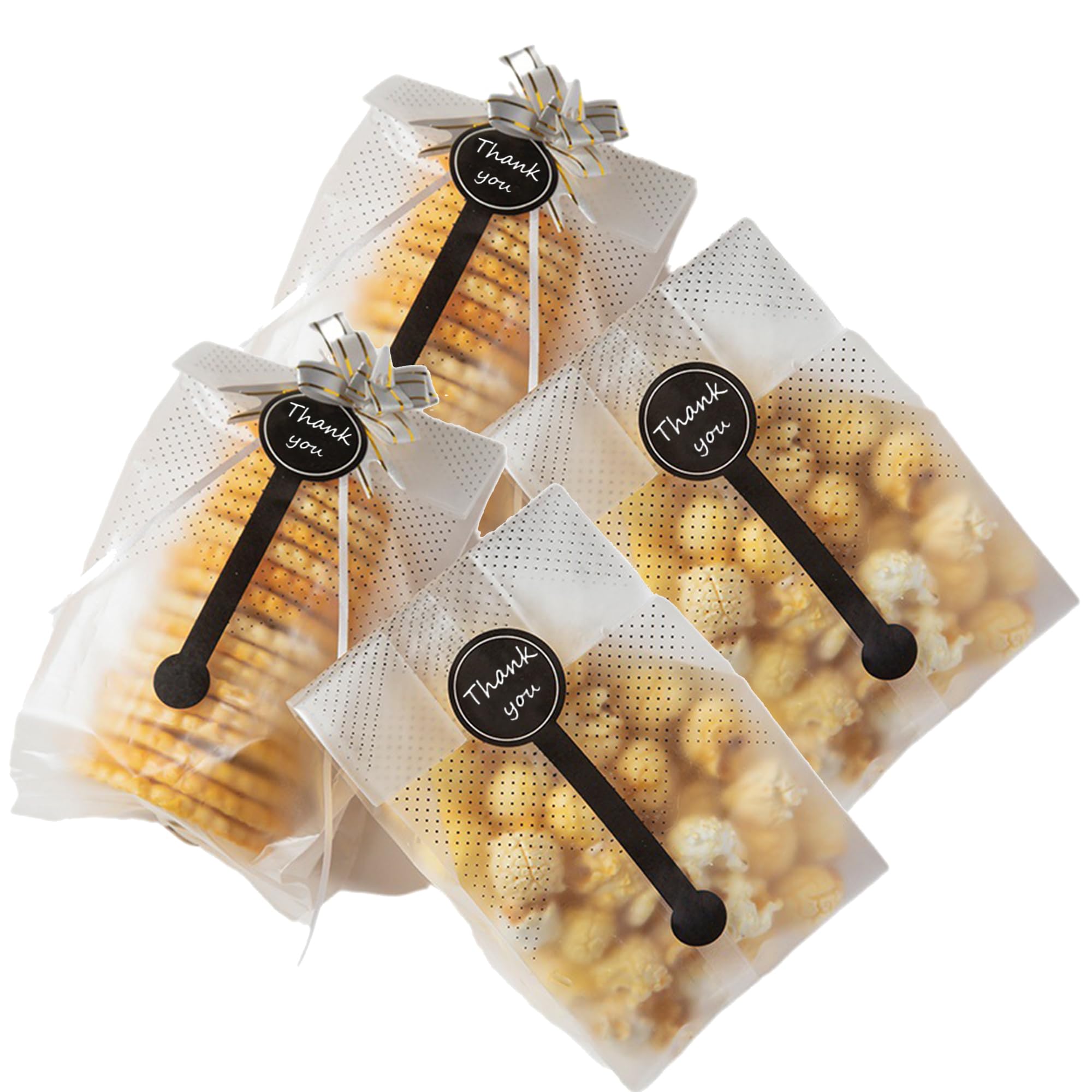 Cookie Bags for Gift Giving - Clear Cellophane Treat Bags for Favors - Ideal for Mini Loaf, Bundt Cake, Hot Cocoa Bomb Packaging - Includes Stickers 100PACK