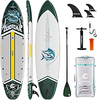 COOLCAA Dolphin 11'8" Inflatable SUP Paddle Board - 490Lbs Family Capacity, 34" Extra Wide Stable Fishing Board w/ Accessories