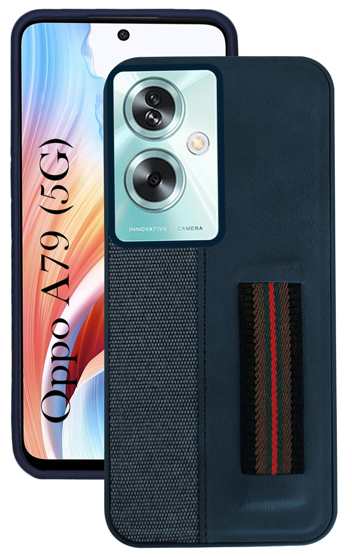 Jkobi Back Cover Case for Oppo A79 5G (Professional PU Leather | Strip Chain Holder Socket | Blue) (B0D37PJQ31) Amazon Price History, Amazon Price Tracker