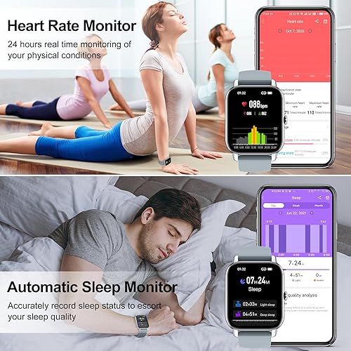 Miniatura 6 de Reloj inteligente (respuestahacer llamada), reloj inteligente de 1.85 pulgadas para hombres IP68 impermeable, más de 100 modos deportivos,