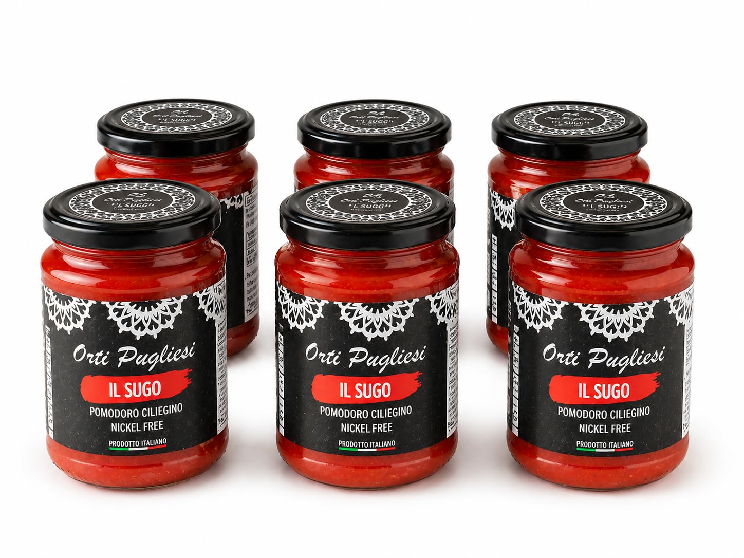 Il Sugo di Pomodoro Nickel Free, Orti pugliesi, Pomodori Ciliegini Senza Nickel 100% Italiani, Box da 6x280gr barattoli di vetro
