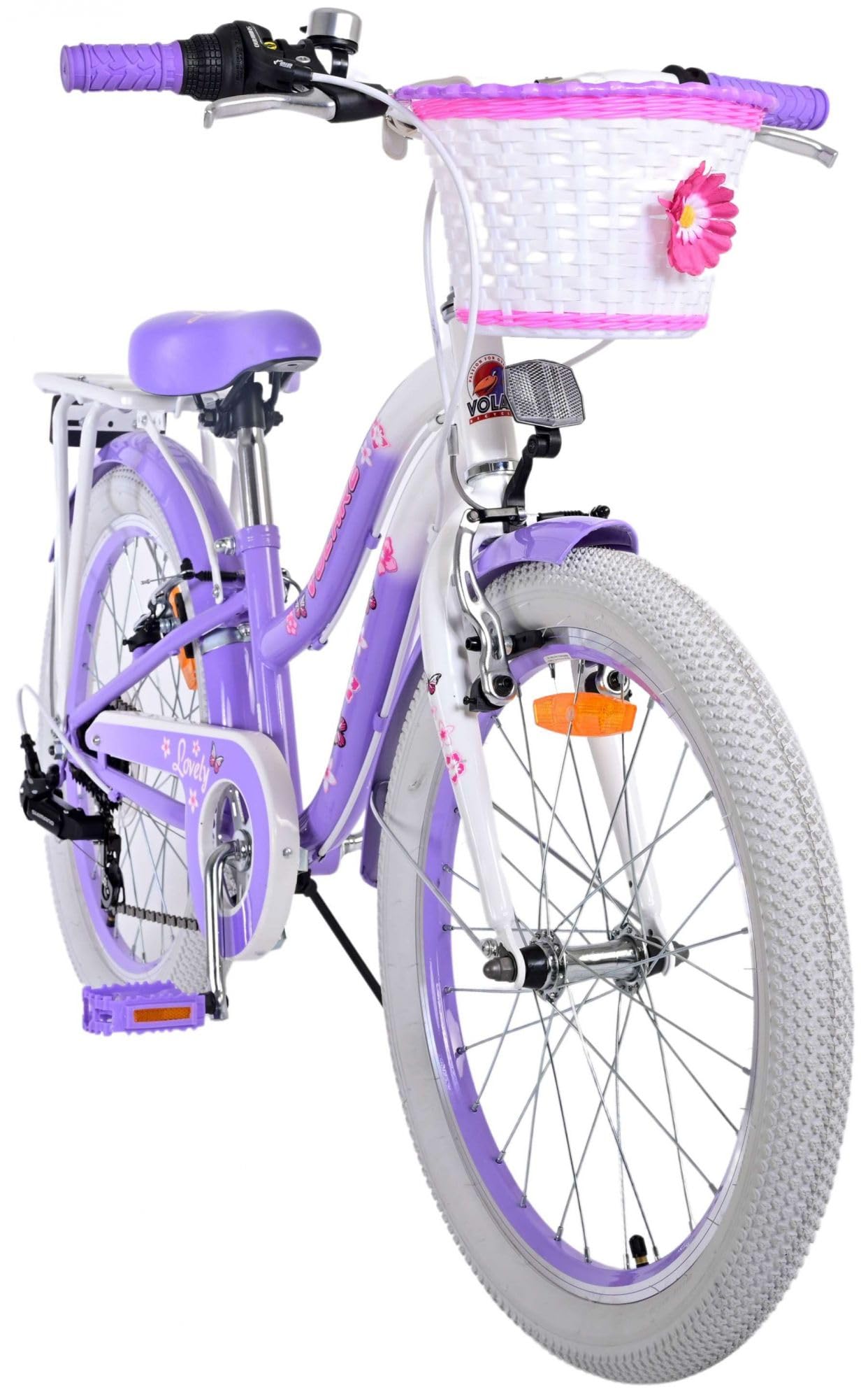 Bicicletta per bambine 20 pollici 6-8 anni cambio Shimano 7 marce cestino portapacchi fuxia