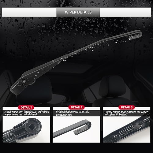 Miniatura 10 de Repuesto para Honda CR-V CRV 2017-2022 Conjunto de limpiaparabrisas trasero y brazo, juego de limpiaparabrisas trasero de calidad de fábrica