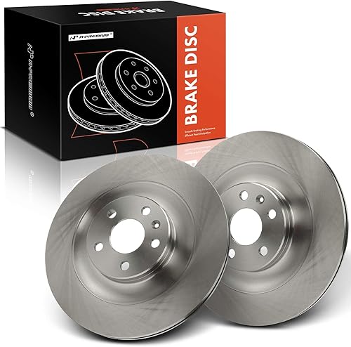 A-Premium Rotores de freno de disco ventilados traseros de 13.39 pulgadas (13.386 in) compatibles con modelos seleccionados de Volvo - XC40