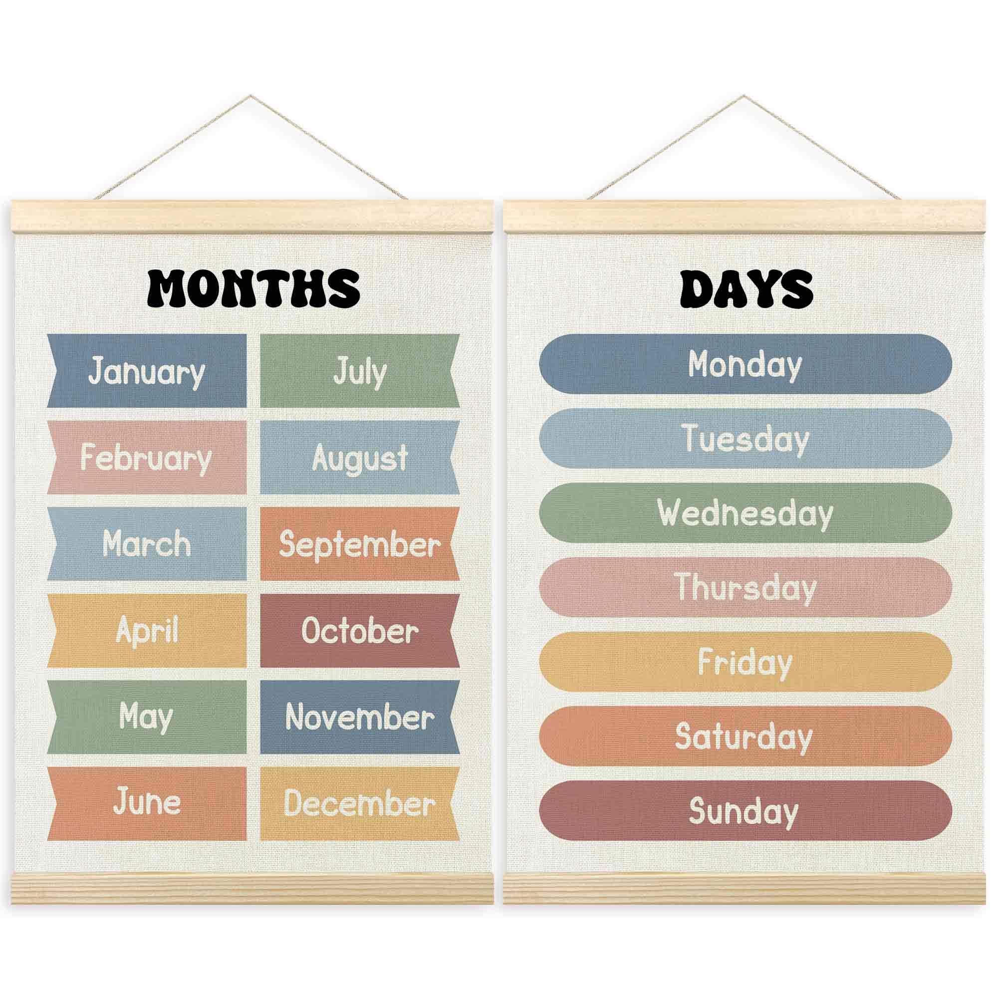 Amazon.com: TLESKE Months of the Year Days of the Week Chart Poster ...