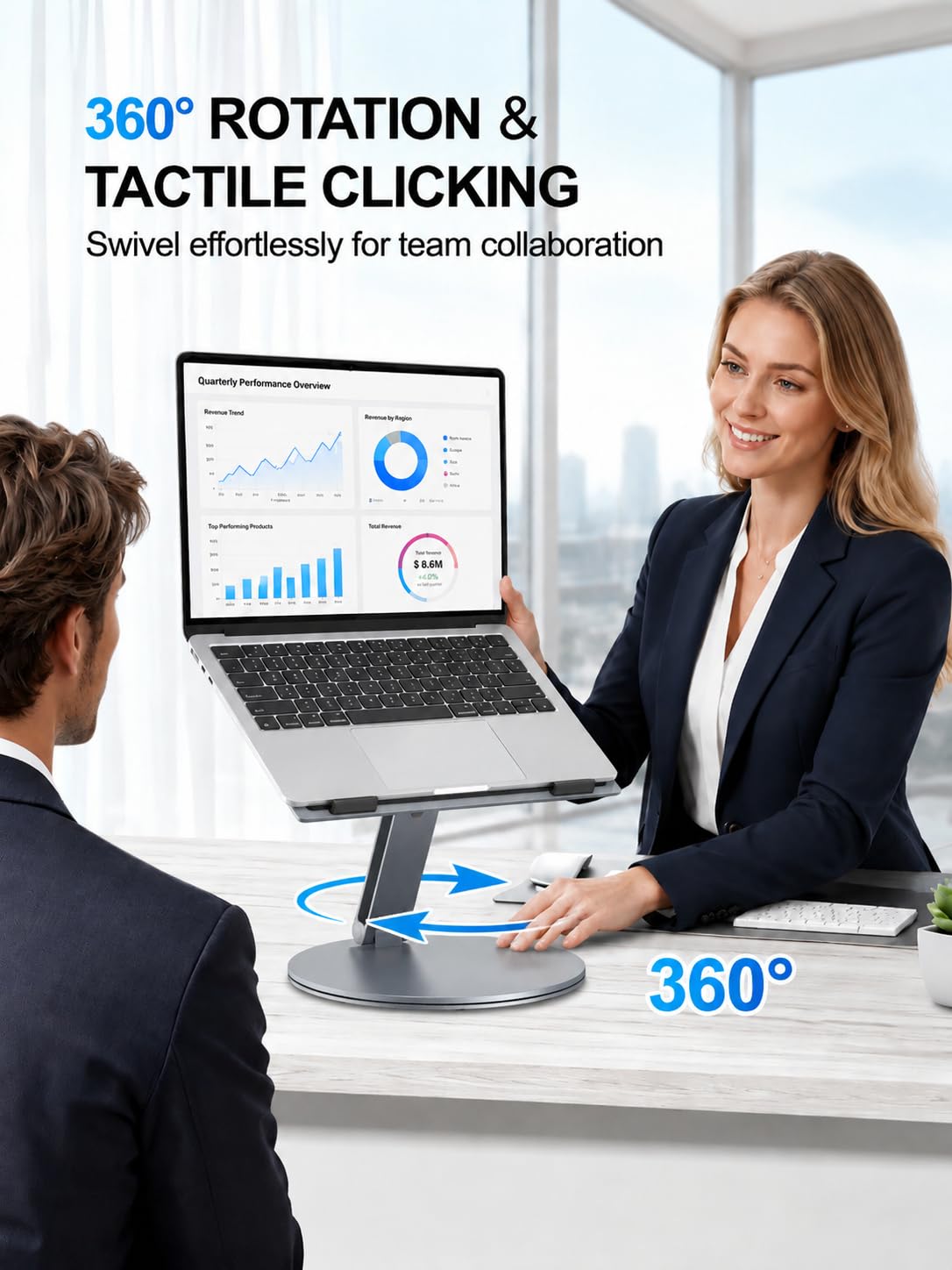 YICOSUN Supporto ergonomico girevole regolabile per computer portatile, supporto pieghevole in alluminio, supporto per notebook portatile, supporto per computer MacBook, Dell, Lenovo, HP, 10-16