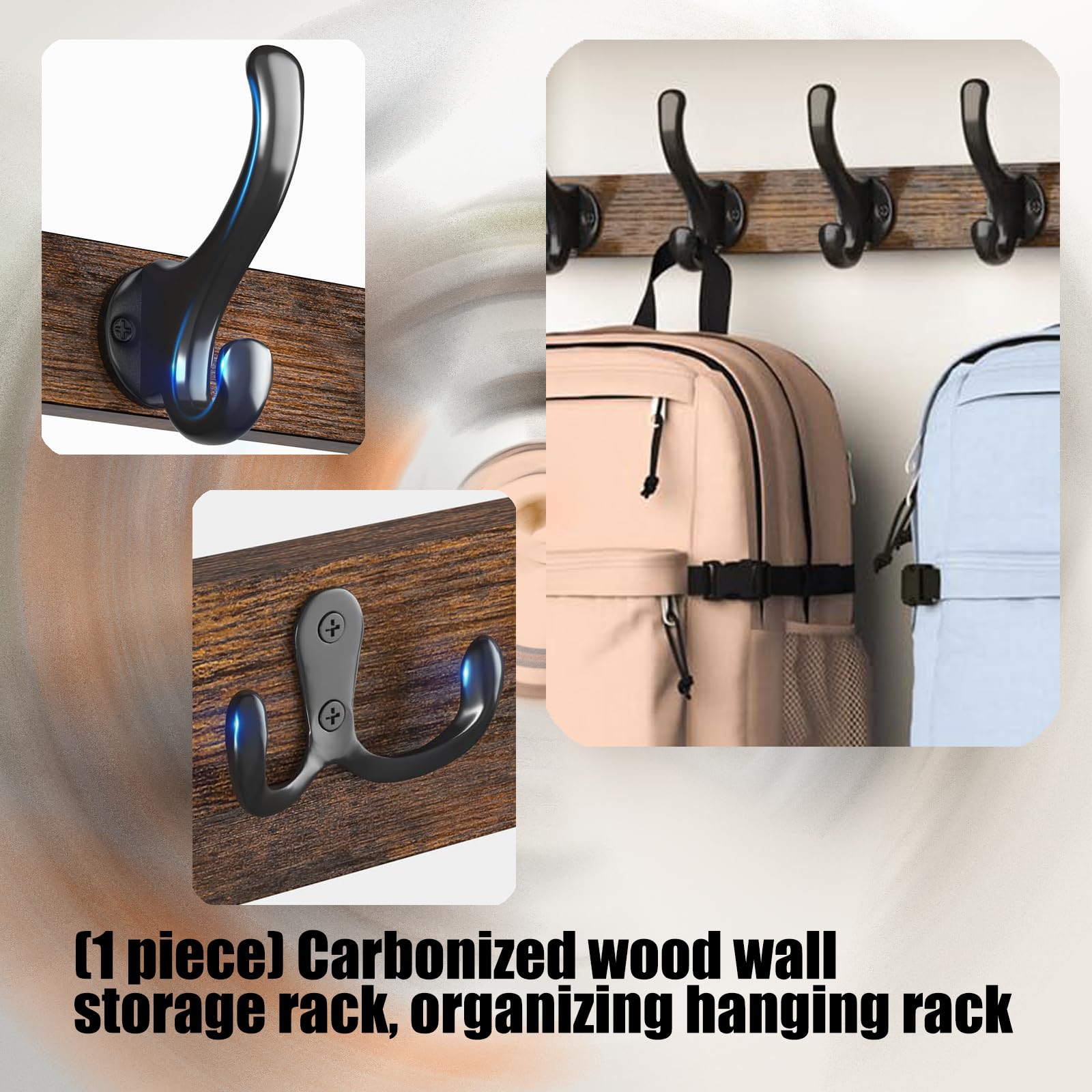 Greabuy Estante organizador de pared de madera y metal que ahorra espacio para almacenamiento en el hogar con fácil instalación de herramientas de liberación de herramientas