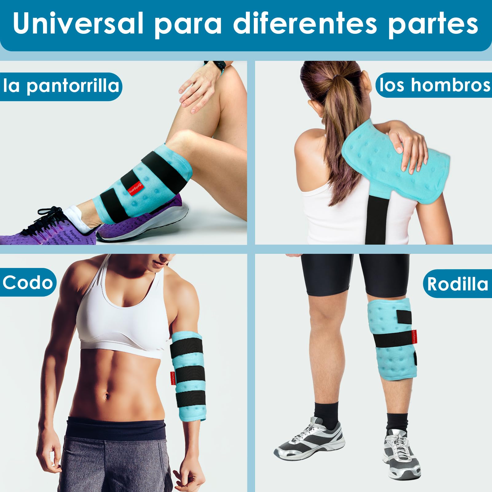 Comfytemp 2 Unidades Bolsas de Hielo para Pantorrillas Reutilizables, Terapia de Frío Caliente para Codo, Rodillas, Piernas, Brazos, Hombros, Cuello para Aliviar el Dolor, Tendinitis 30 x 30cm