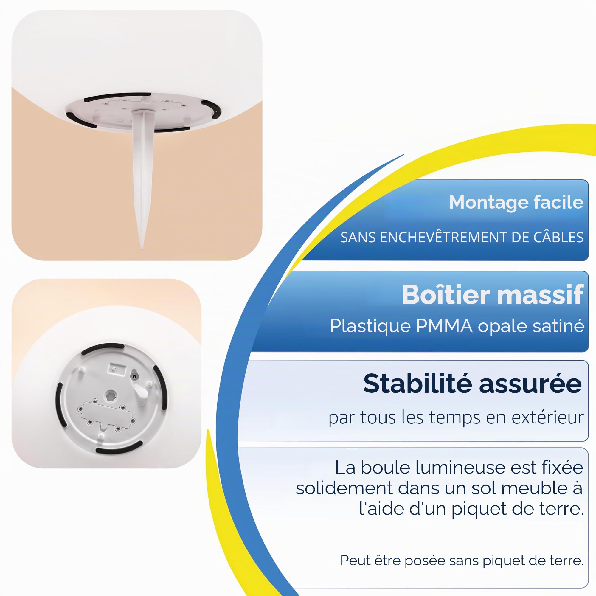 D'Ambiance Boule Solaire Lumina 50 CM Avec Télécommande à Infrarouge Et Usb-Ladeanschluss - 16 Couleurs de Lumière au Choix - Dauer- Et Socle Lumière en Alternance - Long D'Autonomie,Esotec 102893