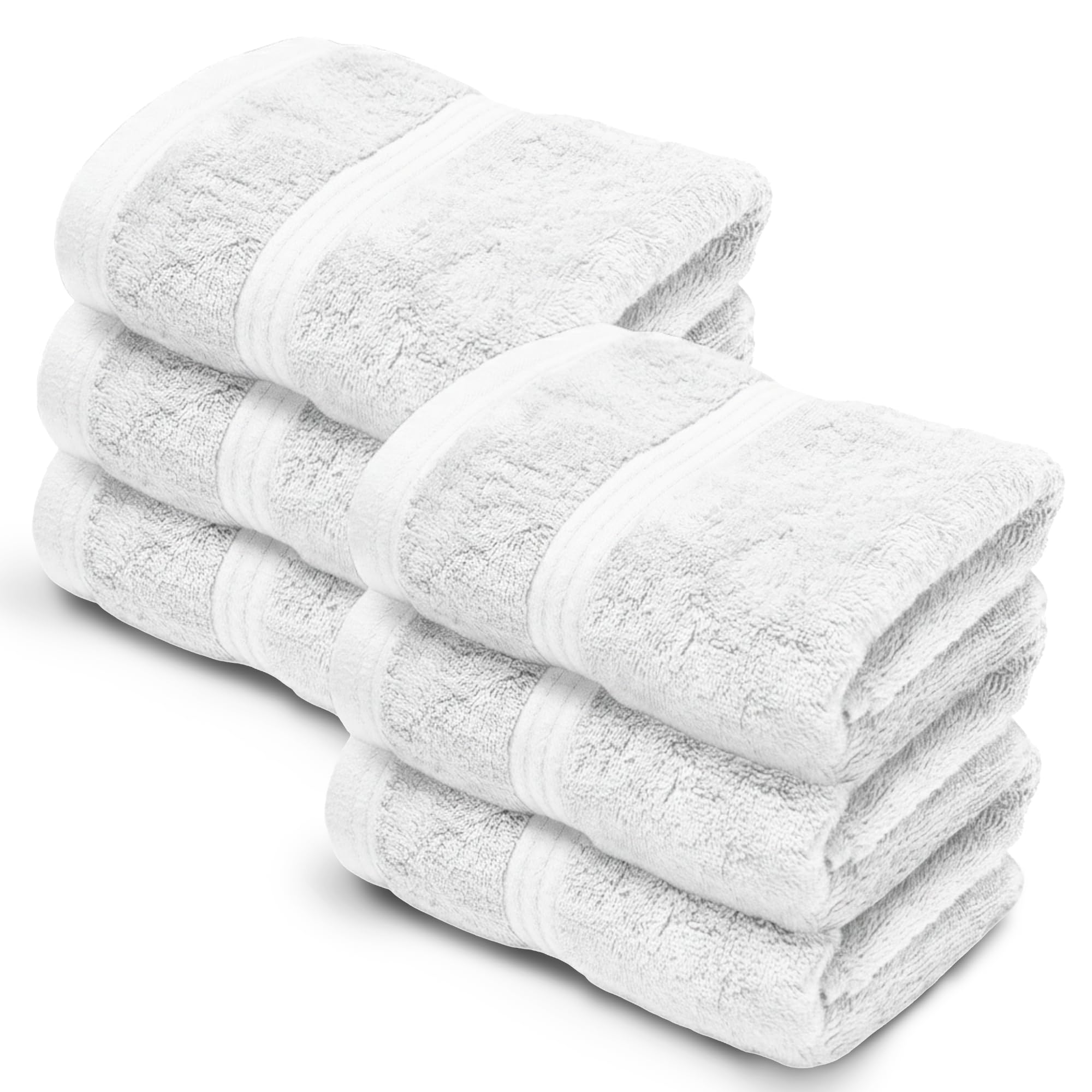 Makooz Luxurious Bamboo Face Flannels Pack of 6-700 GSM Thick Bamboo Face Cloth Towel Set - Silky Soft, Absorbent, Quick Dry Wash Cloth - Bath Flannel for Bathroom, Home, Hotel & Spa - 33X33CM White โ image 1