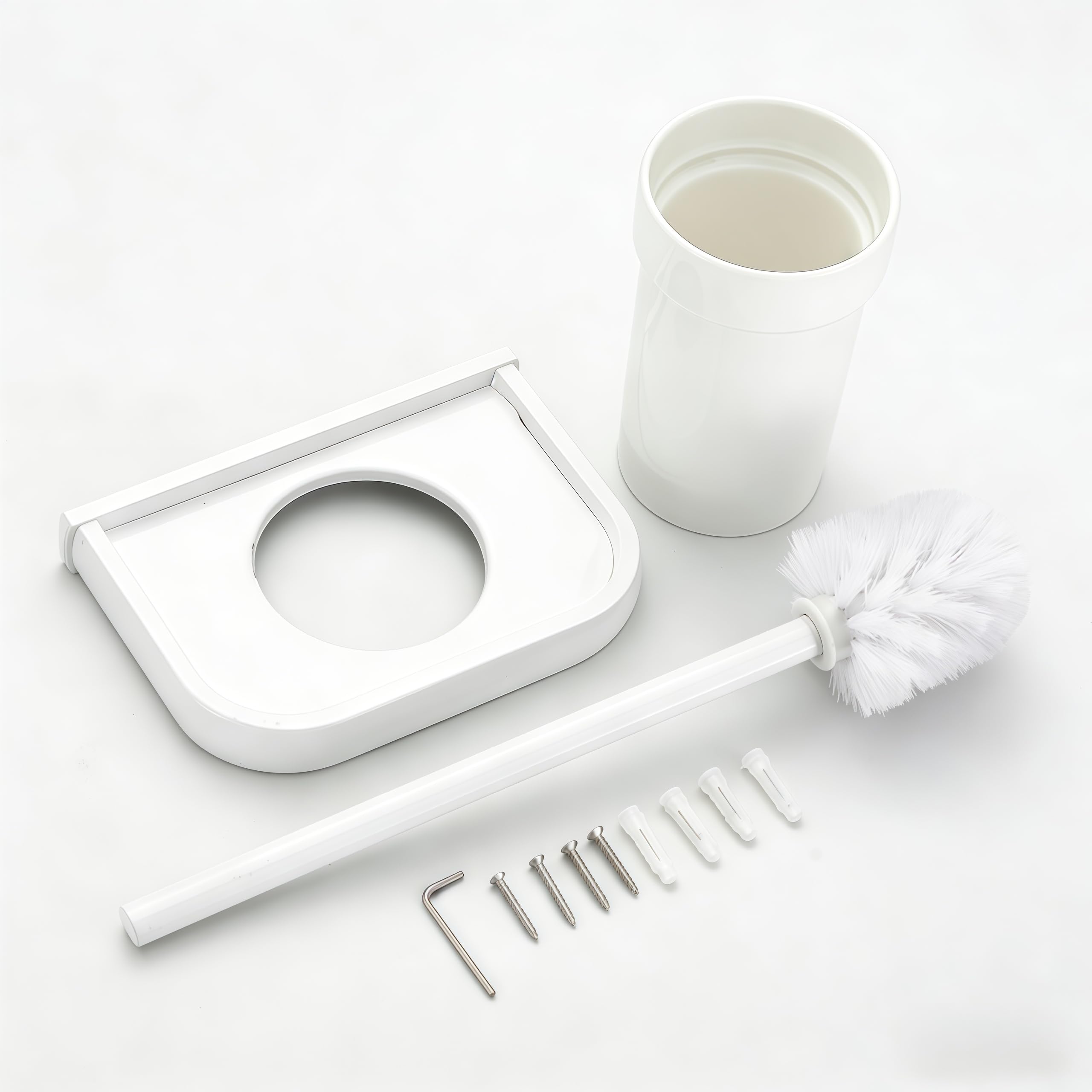 Cepillo Inodoro Escobillas de Inodoro Escobillero WC Latón Cobre Antiguo/Cepillo/Blanco/Negro Accesorios de baño Montado en la Pared-Blanco