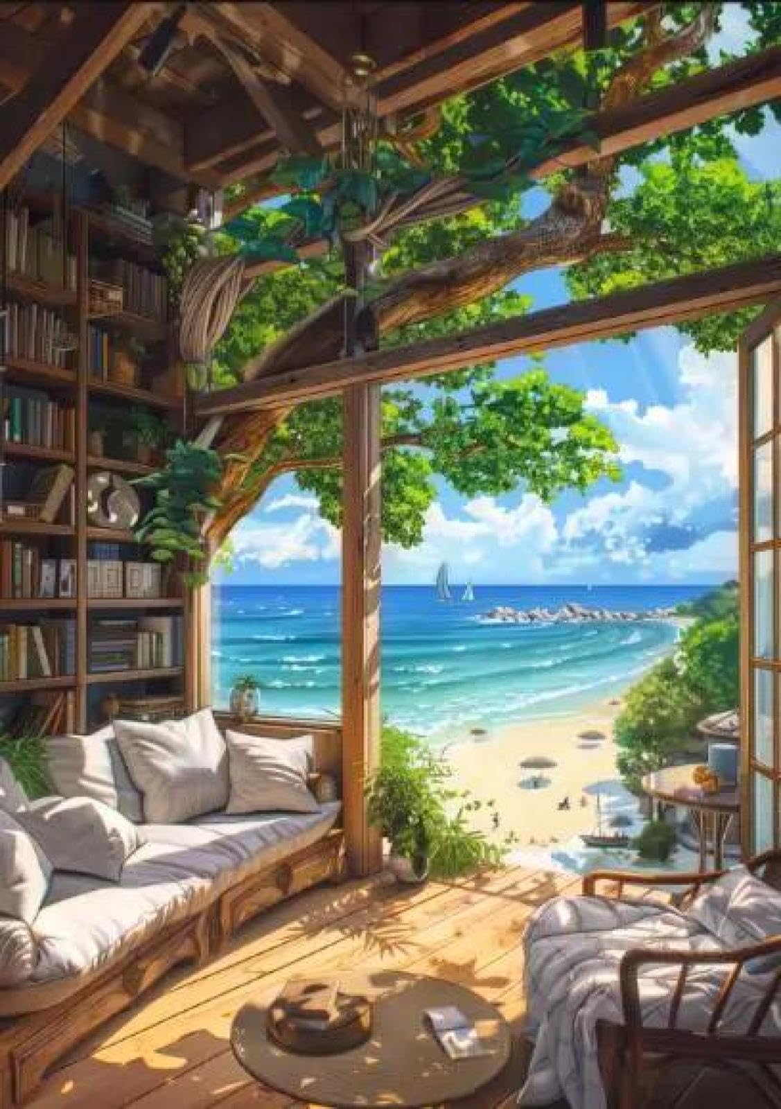 SHINERING Abstract Beach Forest Anime Landscape Canvas Painting Sea Summer Beach Wall Art Poster Prints For Living Room Home Decor A16 21X30Cm Unframed
