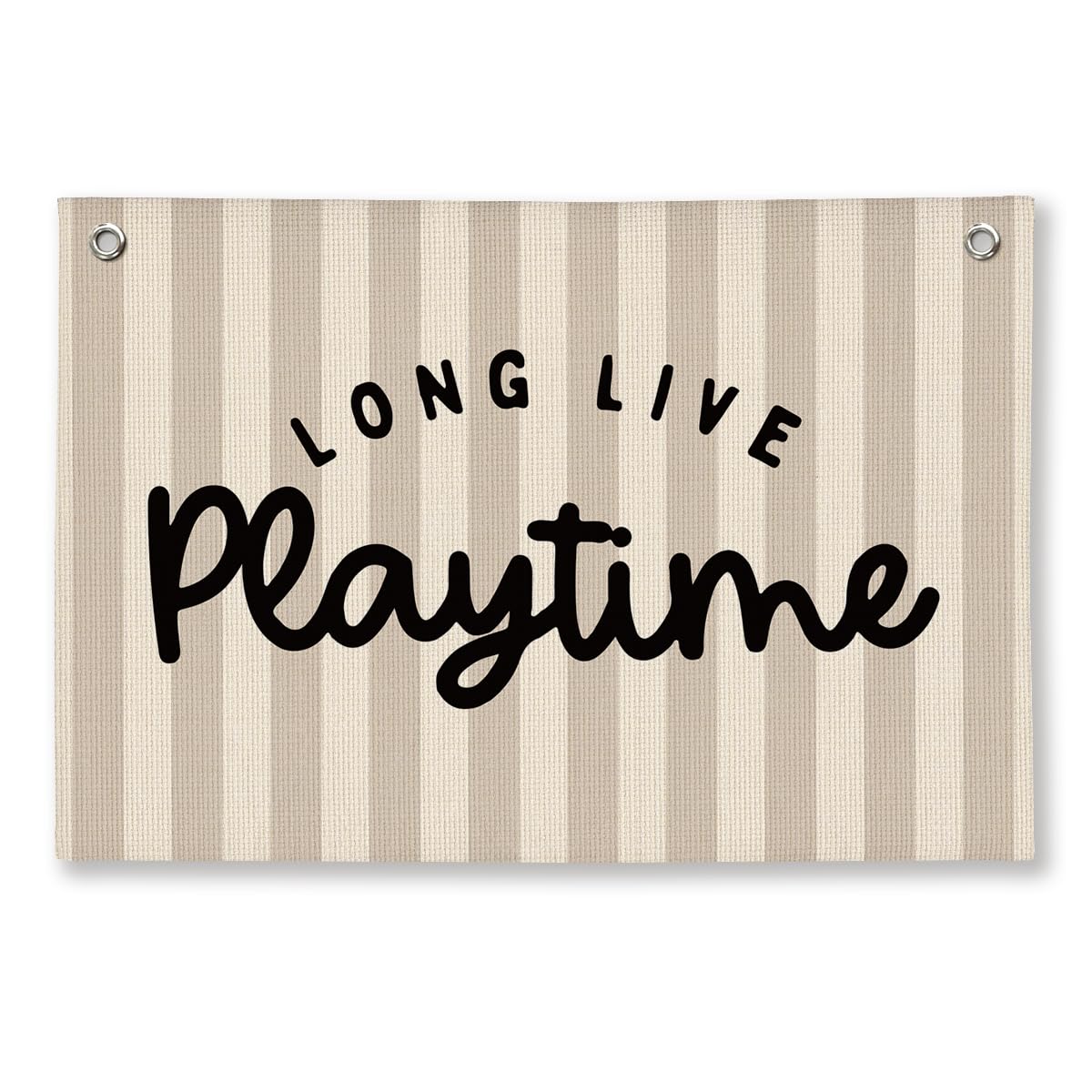 Playroom Decor, Long Live Playtime Wall Hanging Linen Banner, Blue Striped Wall Flag for Kids Room Nursery Playroom Decor, 20x30 Inch-Black