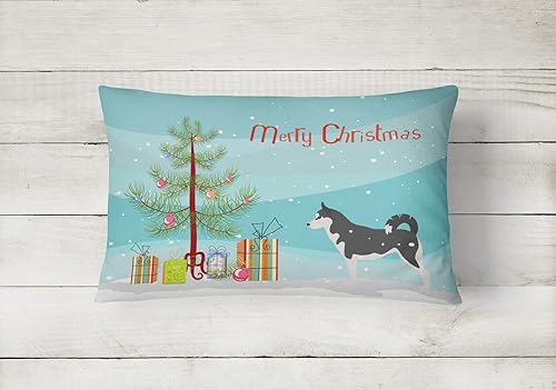 Miniatura 2 de Caroline's Treasures BB2998PW1216 - Almohada decorativa de tela de lona con diseño de árbol de Navidad de Husky siberiano, lavable a máquina, para
