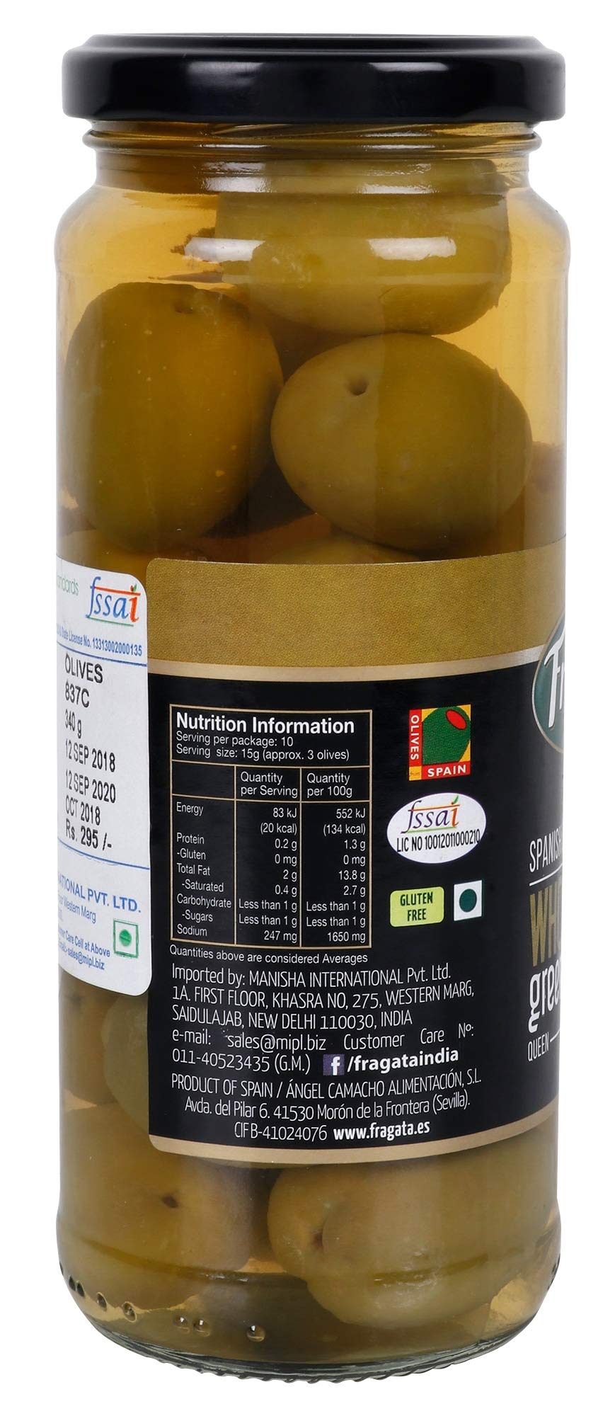 Fragata Queen Plain Green Olives 340g - Image 3 thumbnail