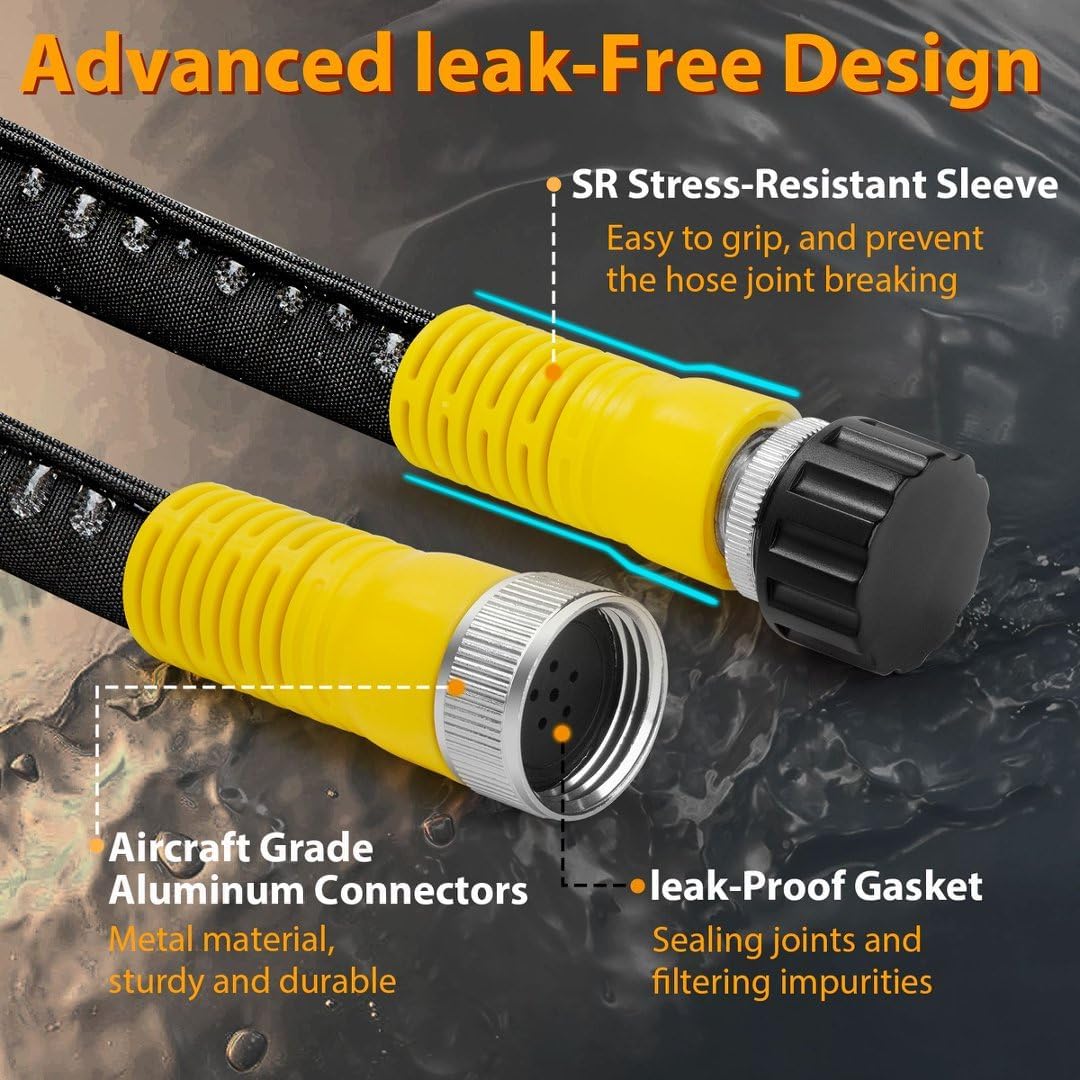 Heavy Duty Flat Garden Soaker Hose 100FT, Flexible Water Hose Irrigation Tubing, Leakproof Drip Hose Watering for Garden, Lawn, Flower Bed, Vegetable (50FT x 2Pack)