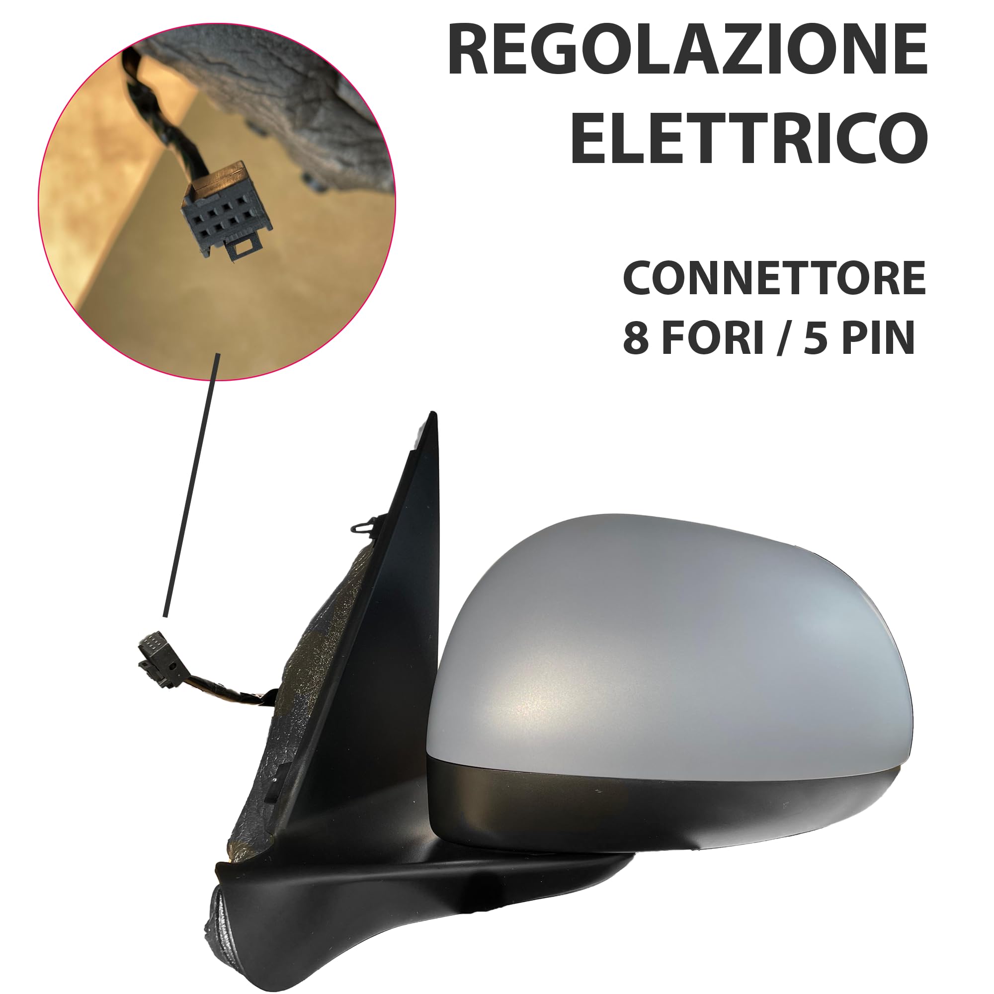 Polcar Specchietto laterale retrovisorio esterno sinistro per FIAT 500L. Regolazione ELETTRICA. Lato guido/conducente. Vetro cromato ed asferico con riscaldamento. VIEW MAX VM-670EHPA L (SINISTRO)