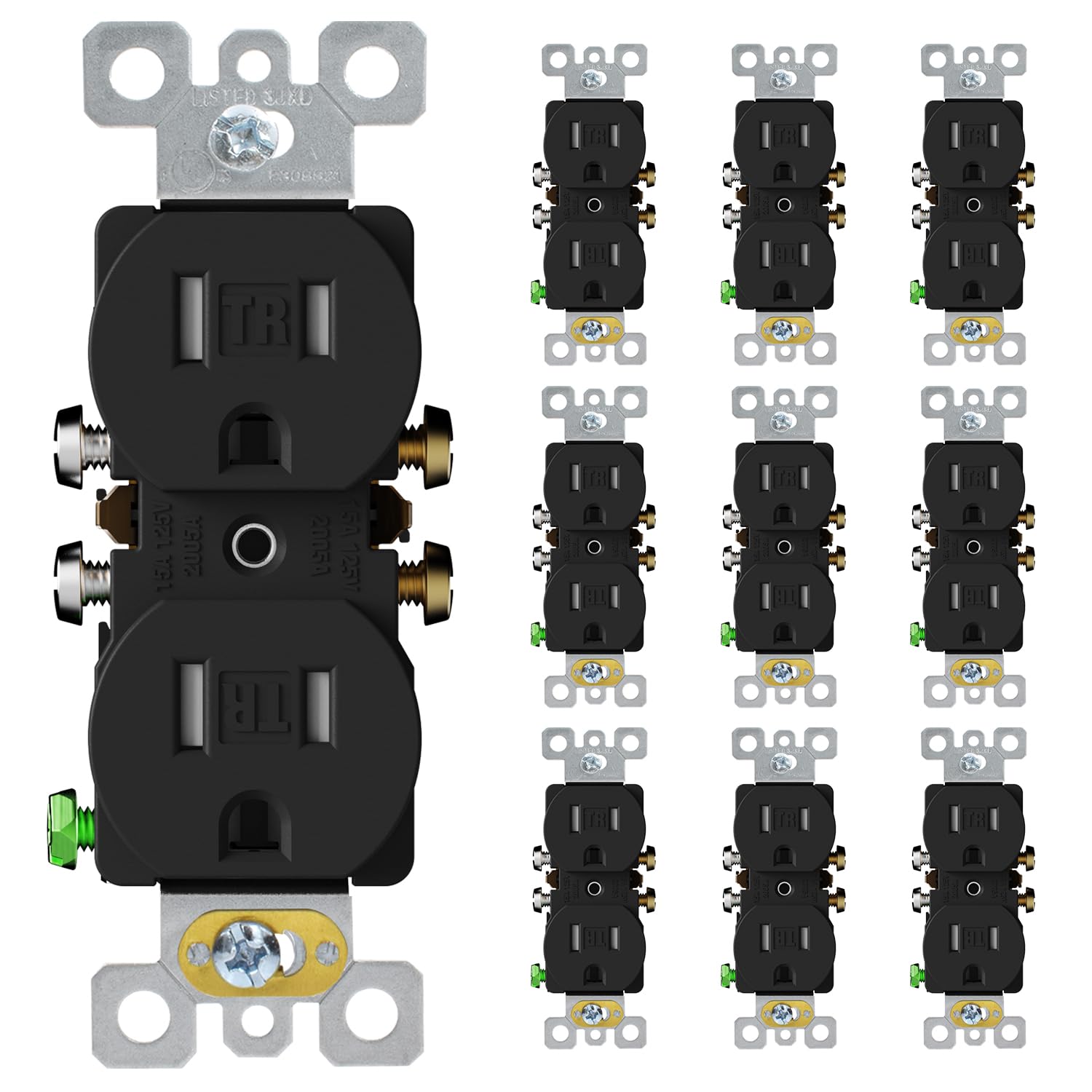 OUTLET【黒 ブラック 140㎝×30本】 ELEGRP 15 Amp 125V Duplex Receptacle Outlets, Standard Electrical