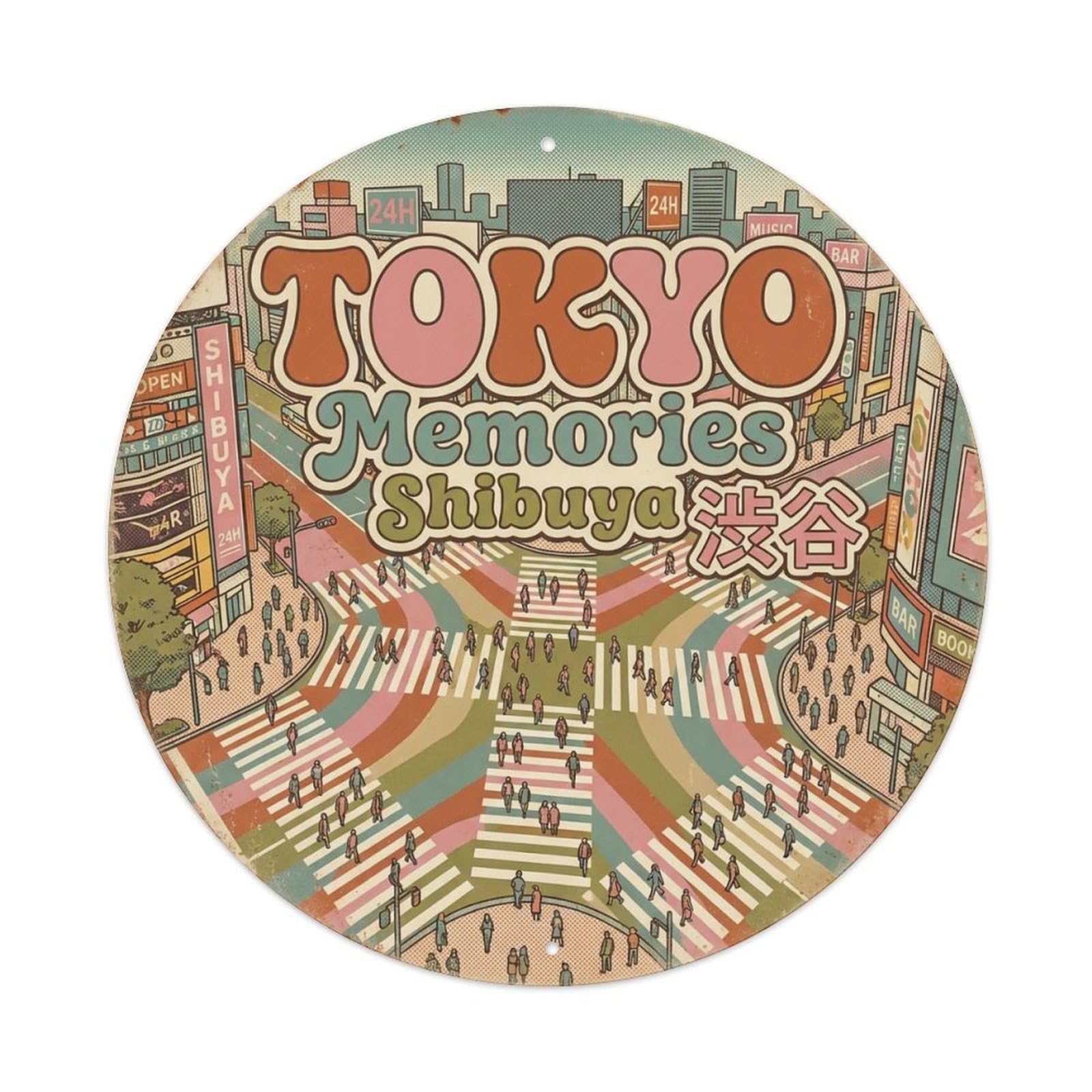 Vintage Travel Tokyo Japan Memories Vintage Metal Tin Sign Plaque Wall Decor for Cafe, Club Bar, Office, Garden Metal Poster 8x8Inch