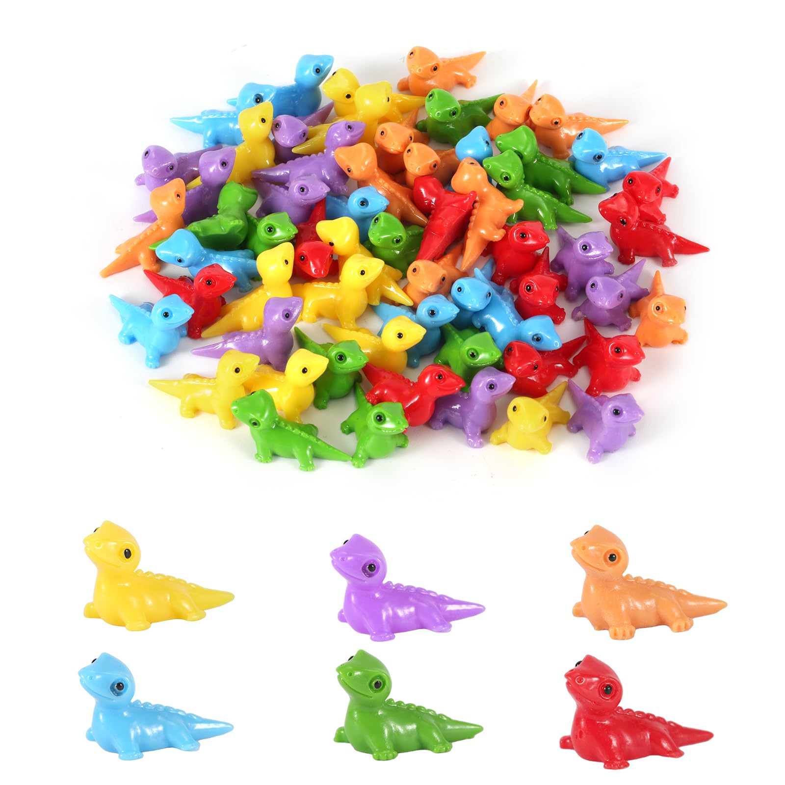 XIHIRCD60pcs Mini Lizards, Resin Lizard Figures Colorful Miniature Lizard Figurines Tiny Lizard Figurines Mini Resin Animals for Miniature Garden Landscape Dollhouse Potted Decoration
