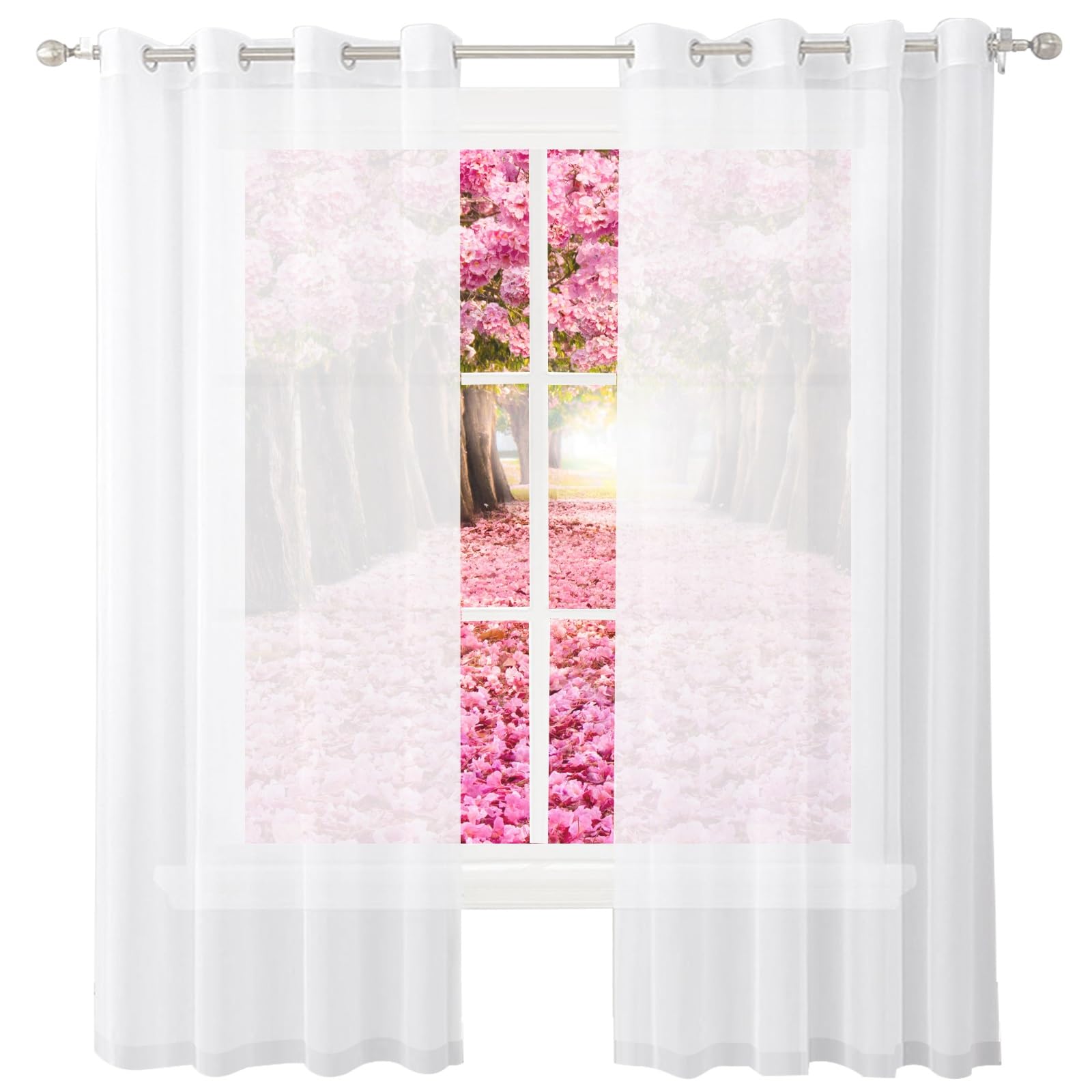 Rideaux Salon Semi-Transparent Blancs en Tissu Fluide 55x70 cm