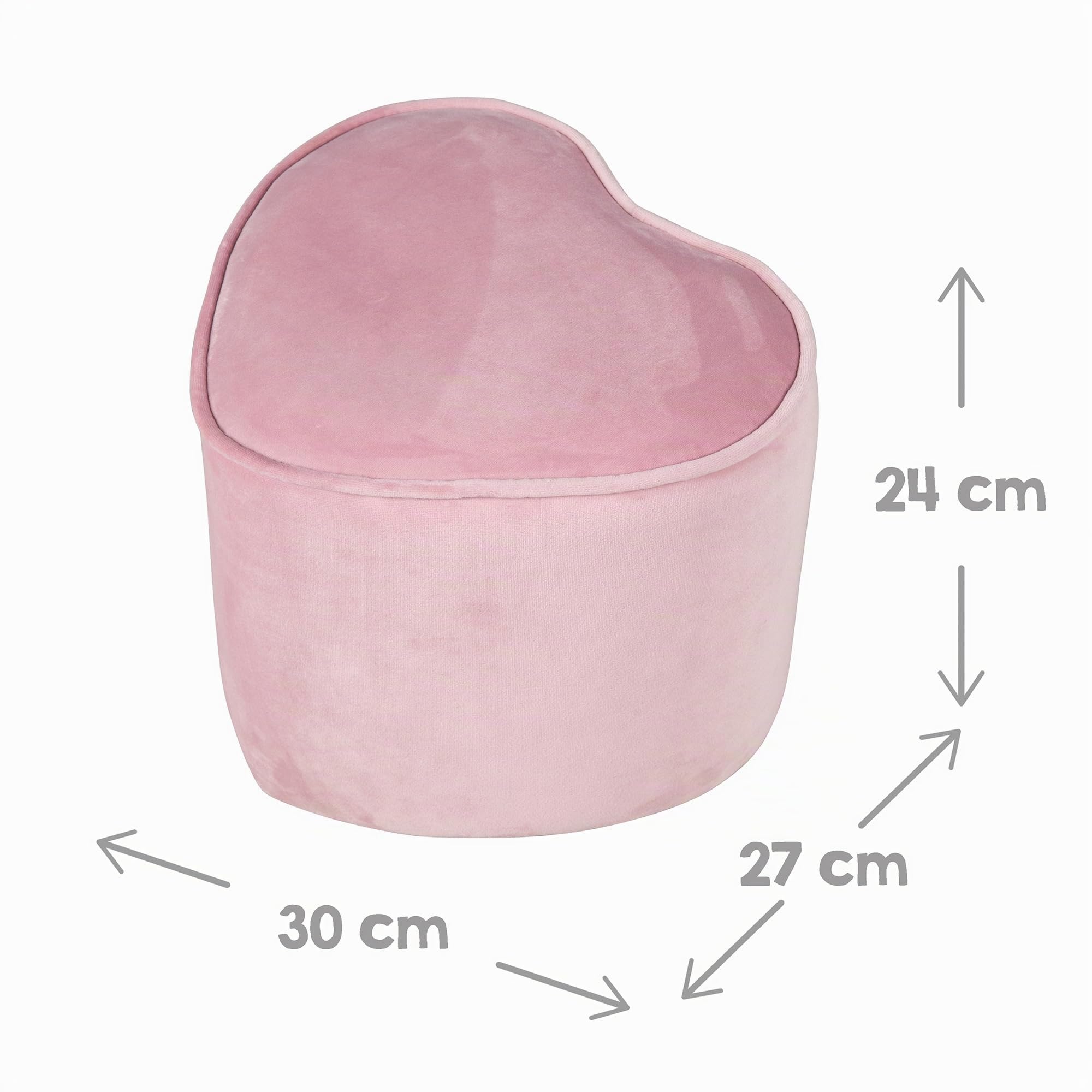 roba Pouf Coeur en Velours pour Chambre Enfant "Lil Sofa" - Tabouret Doux et Confortable - Rose