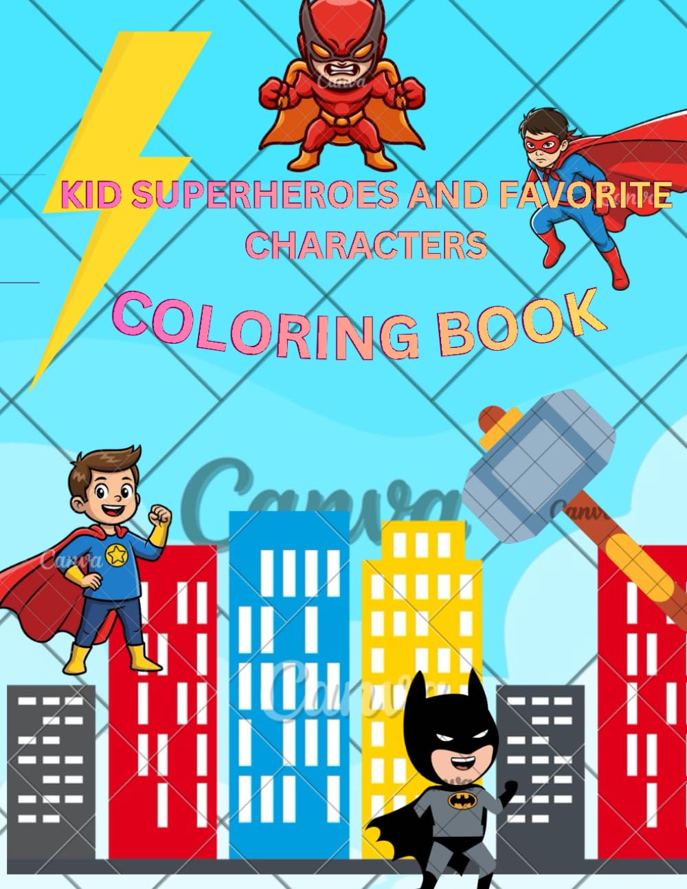 kid superheroes and favorite characters coloring book