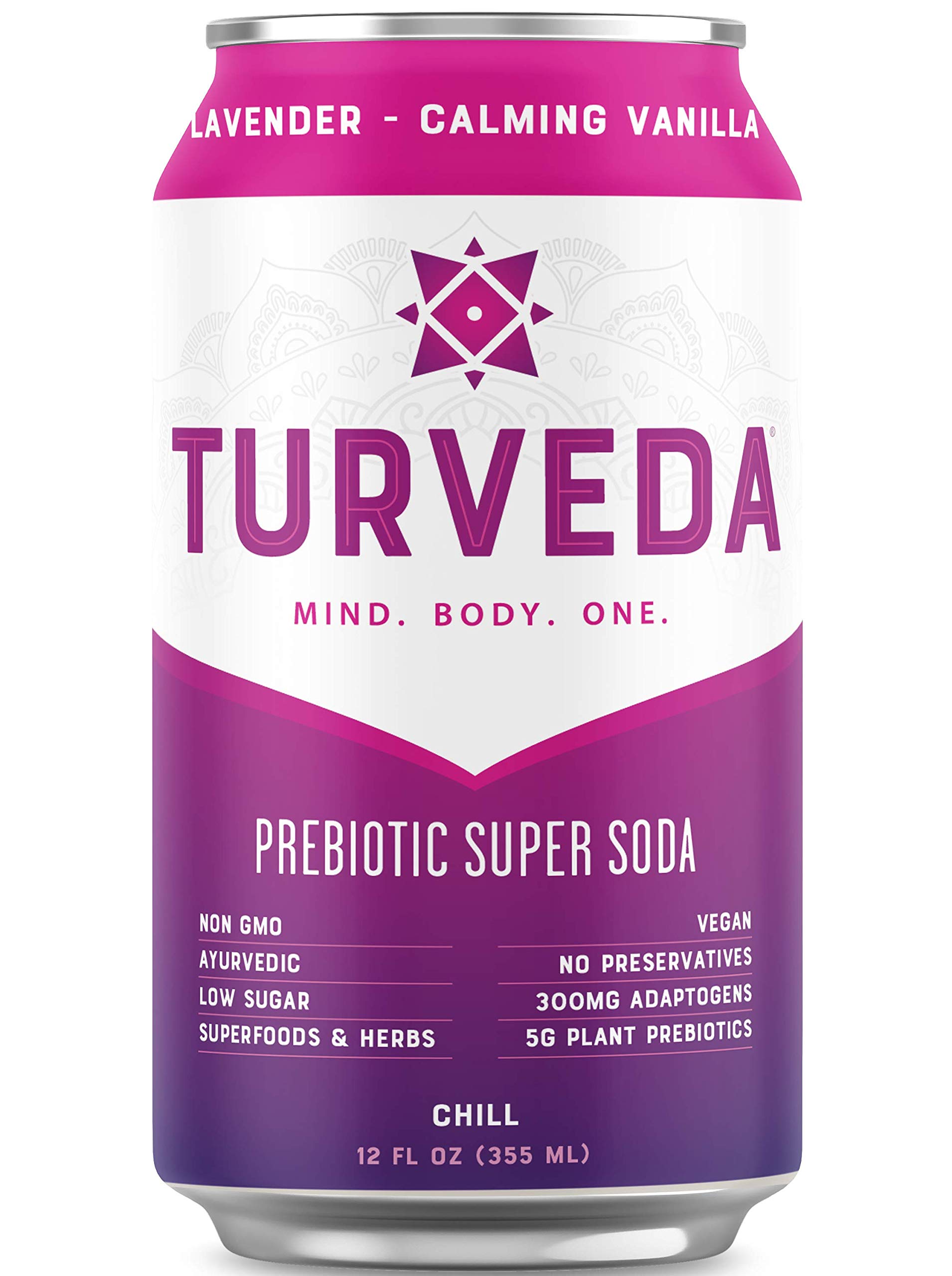 Turveda Prebiotic Super Soda - Chill with Lavender, Vanilla & Ashwagandha (8 Pack)