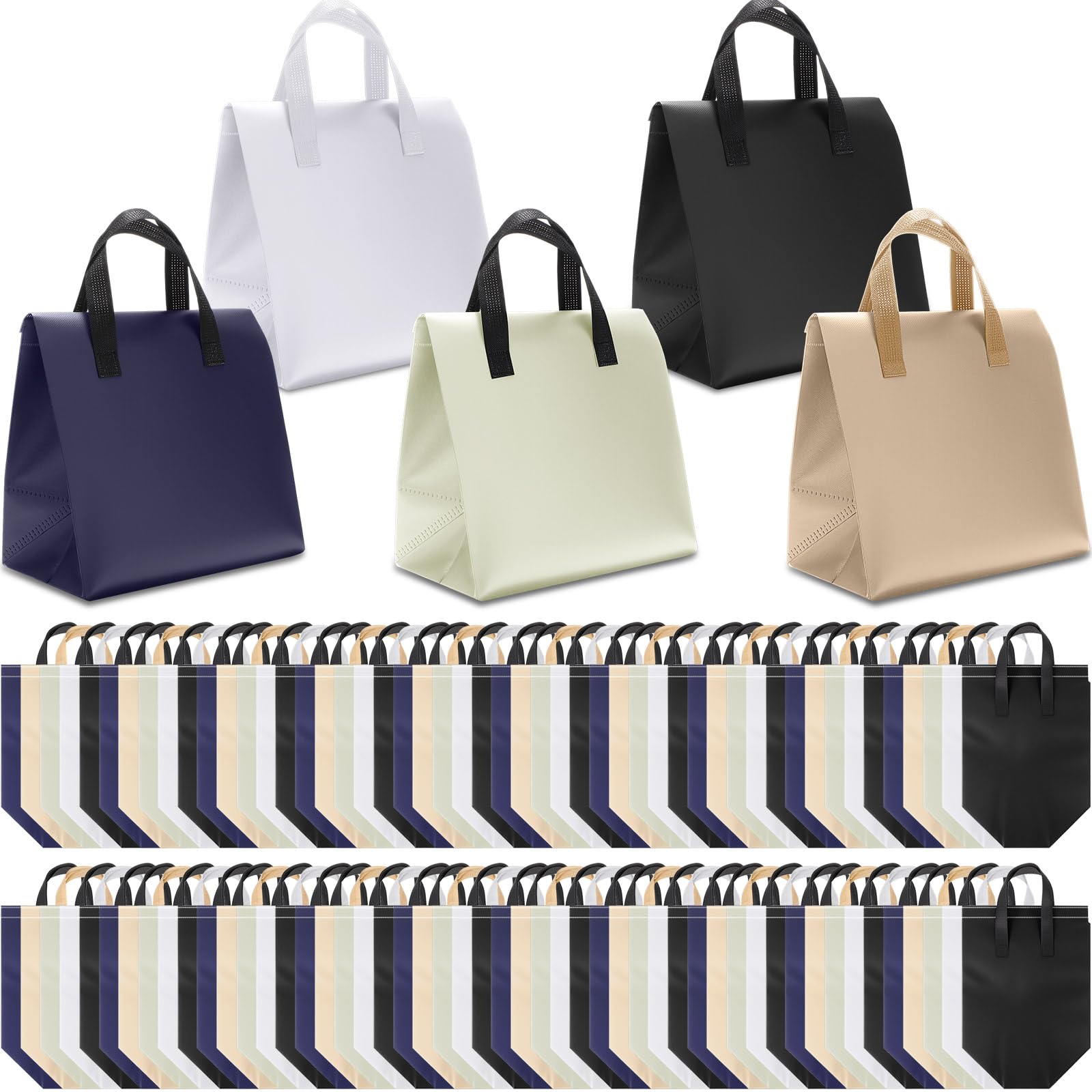 Kacctyen 100 Pcs Insulated Take Out Bags Bulk 9.5 x 6 x 9.5 in Thermal Insulation Food Bag for Coffee, Milk Tea, Hot Cold Food, Delivery Cooler Bag