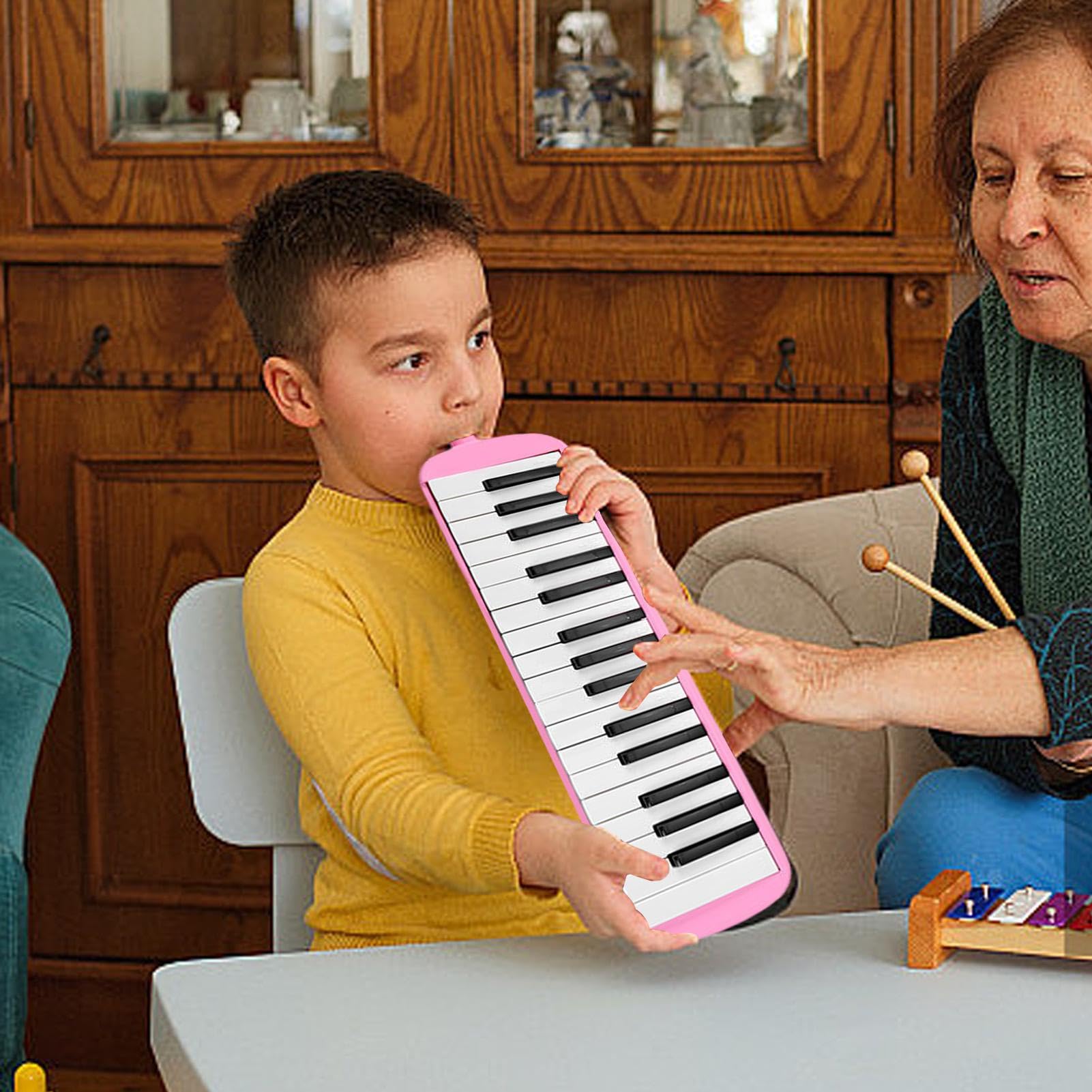 Melodica Pianica Tube – Talk Box Instrument de piano à air avec double tubes – Instrument de conversation sûr, mélodica, bouche stable pour débutants