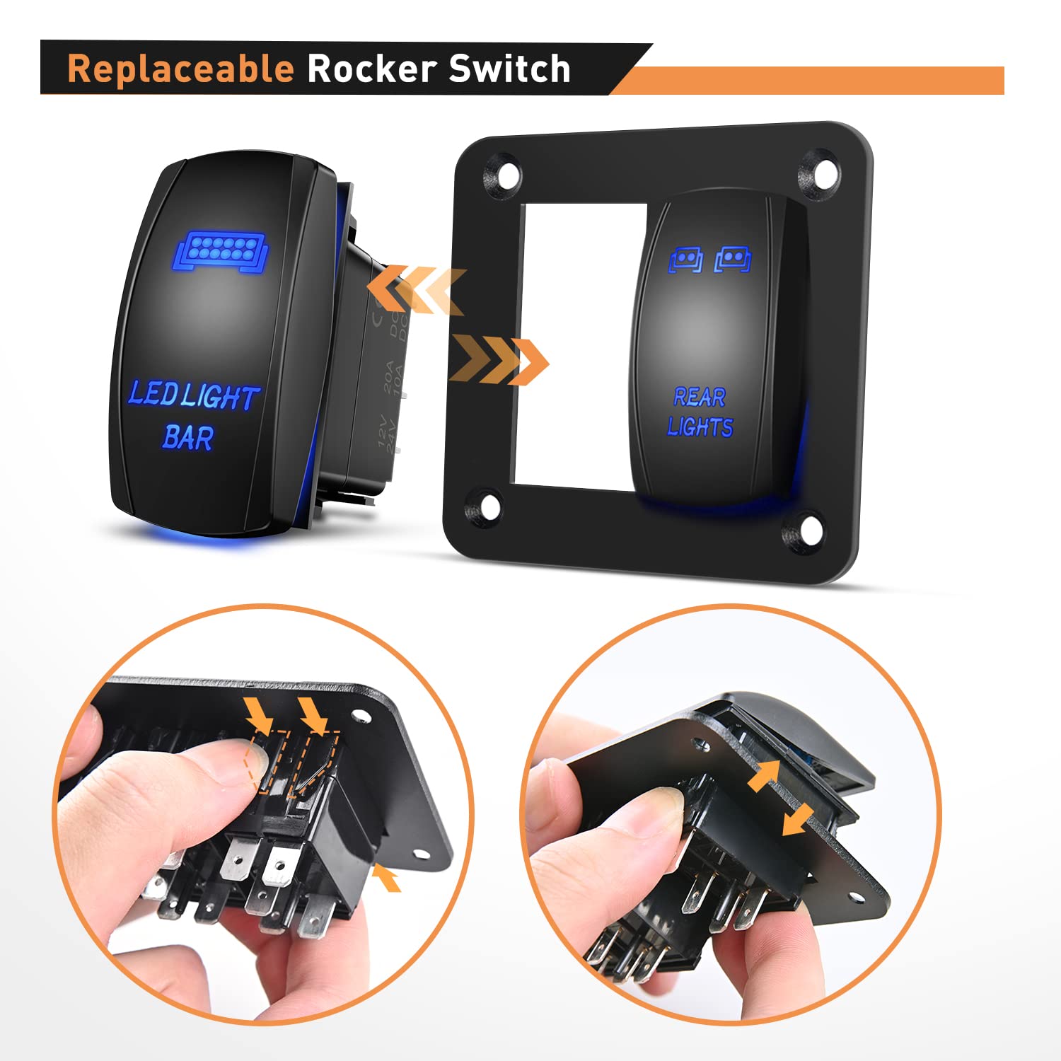 Pre Wired Rocker Switch Box Blue LED Switch GOOACC 2-Gang Rocker Switch Panel - 12V/24V Blue LED ...